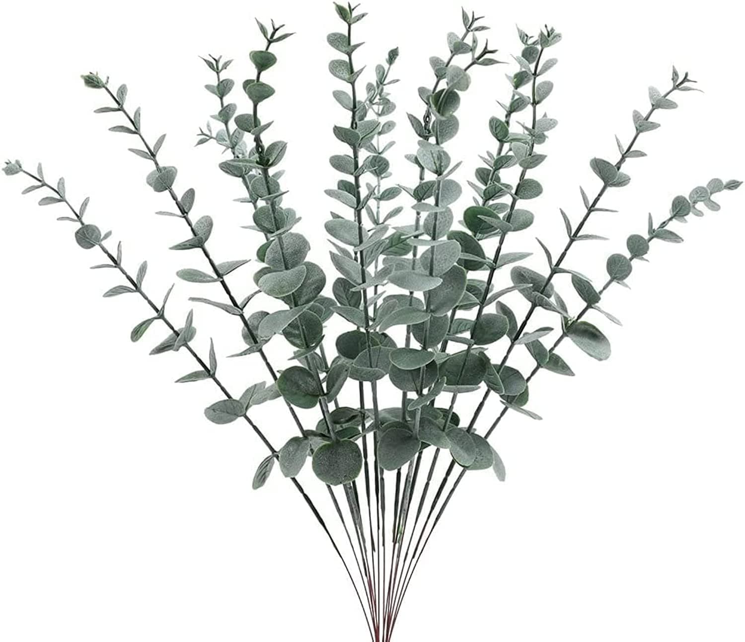AMOSTBY 12Pcs Eucalyptus Stem Artificial Decor,Eucalyptus Leaves Fake Greenery Branches for Wedding Centerpiece Flower Floral Farmhouse Home Decoration (Light Green)
