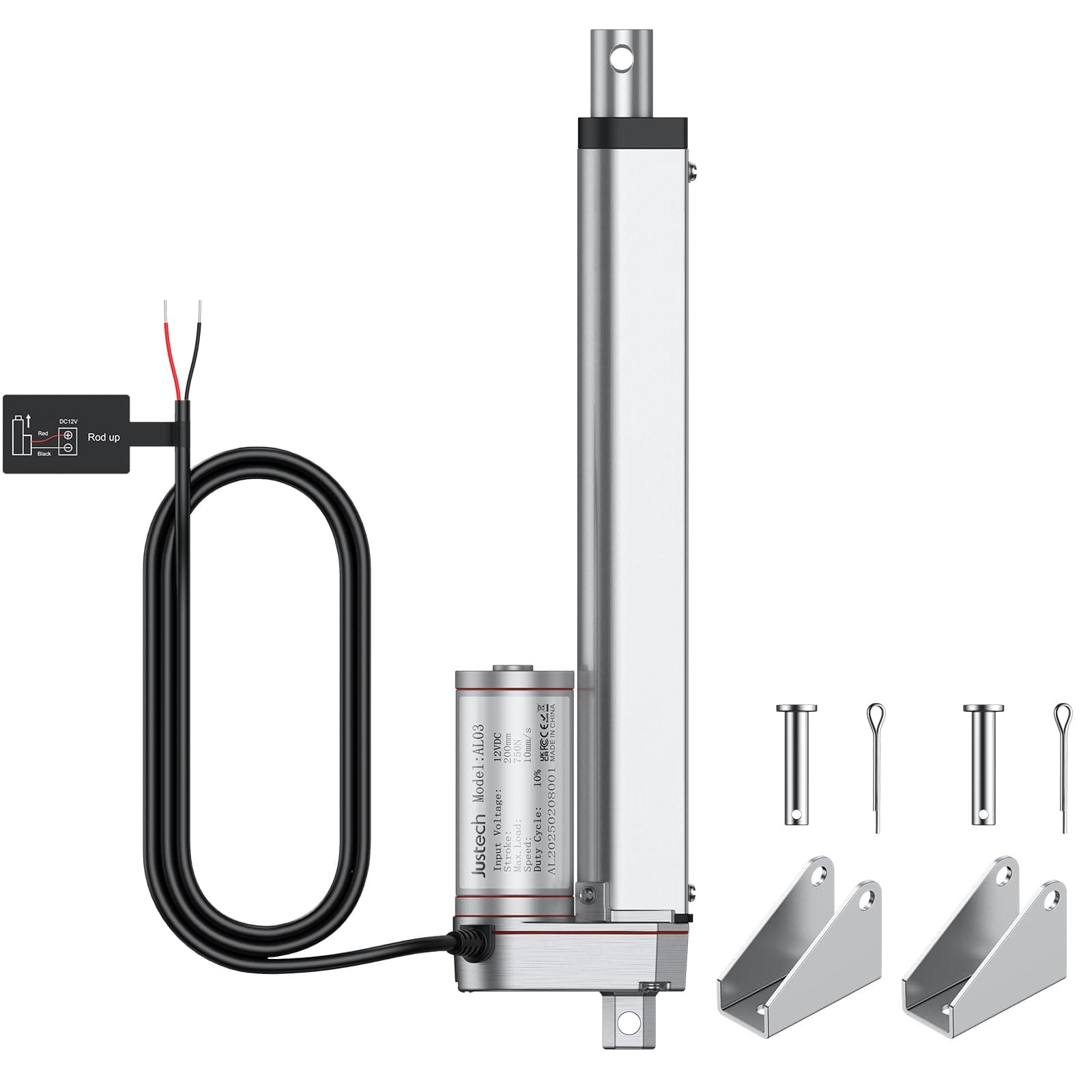 Justech 200mm Linear Actuator Motor DC 12V 750N for Auto Car RV Electric Door Opener Vehicles Vessels Cargo TV Lift Tables Massage Beds Electric Beds Medical Chairs Electric Equipment Camera Frames