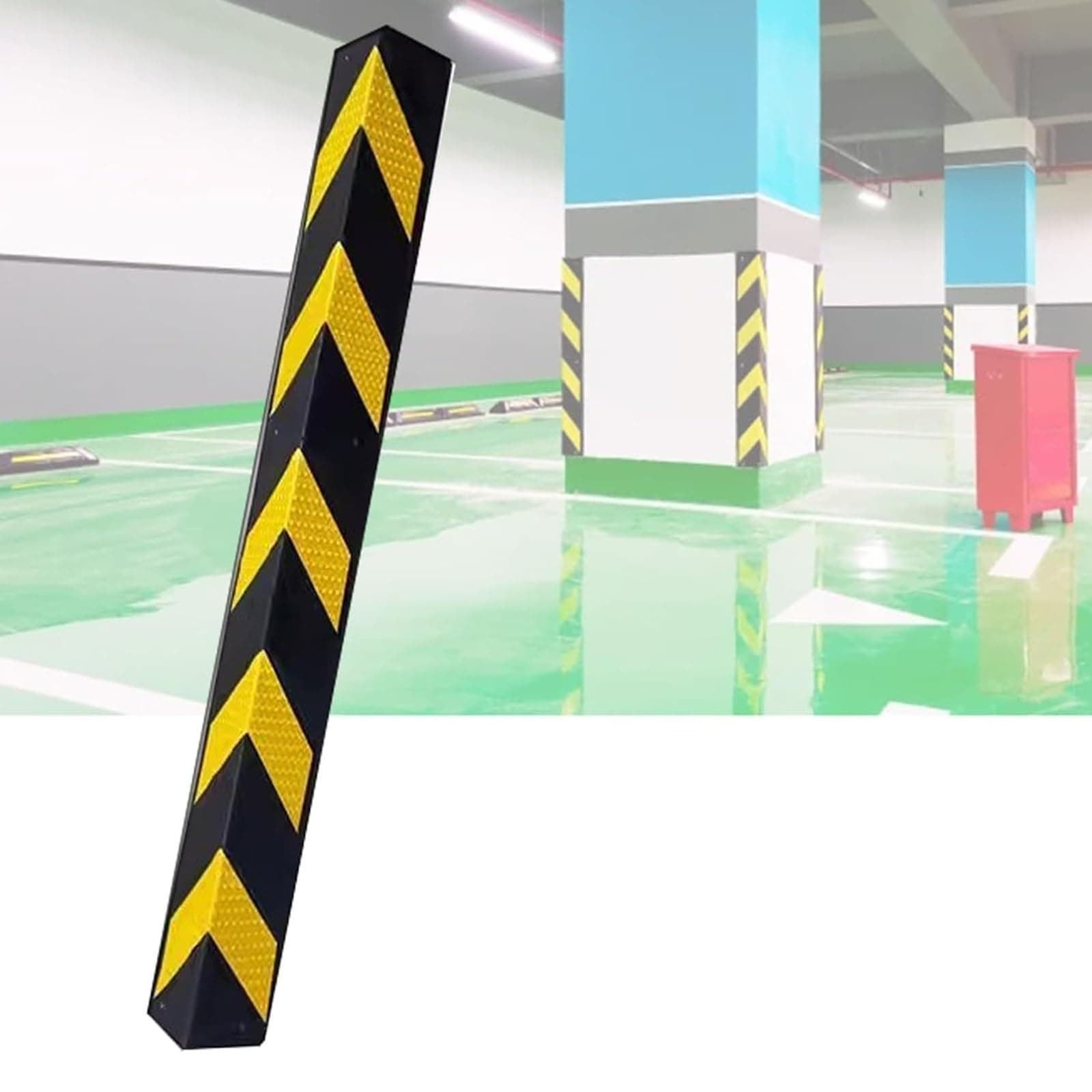 Reflective Rubber Wall Corner Guards with Yellow Stripe Parking Stopper Corner Guards, for Garage, Parking Lot, Warehouse, Office(100cm/39.4in)