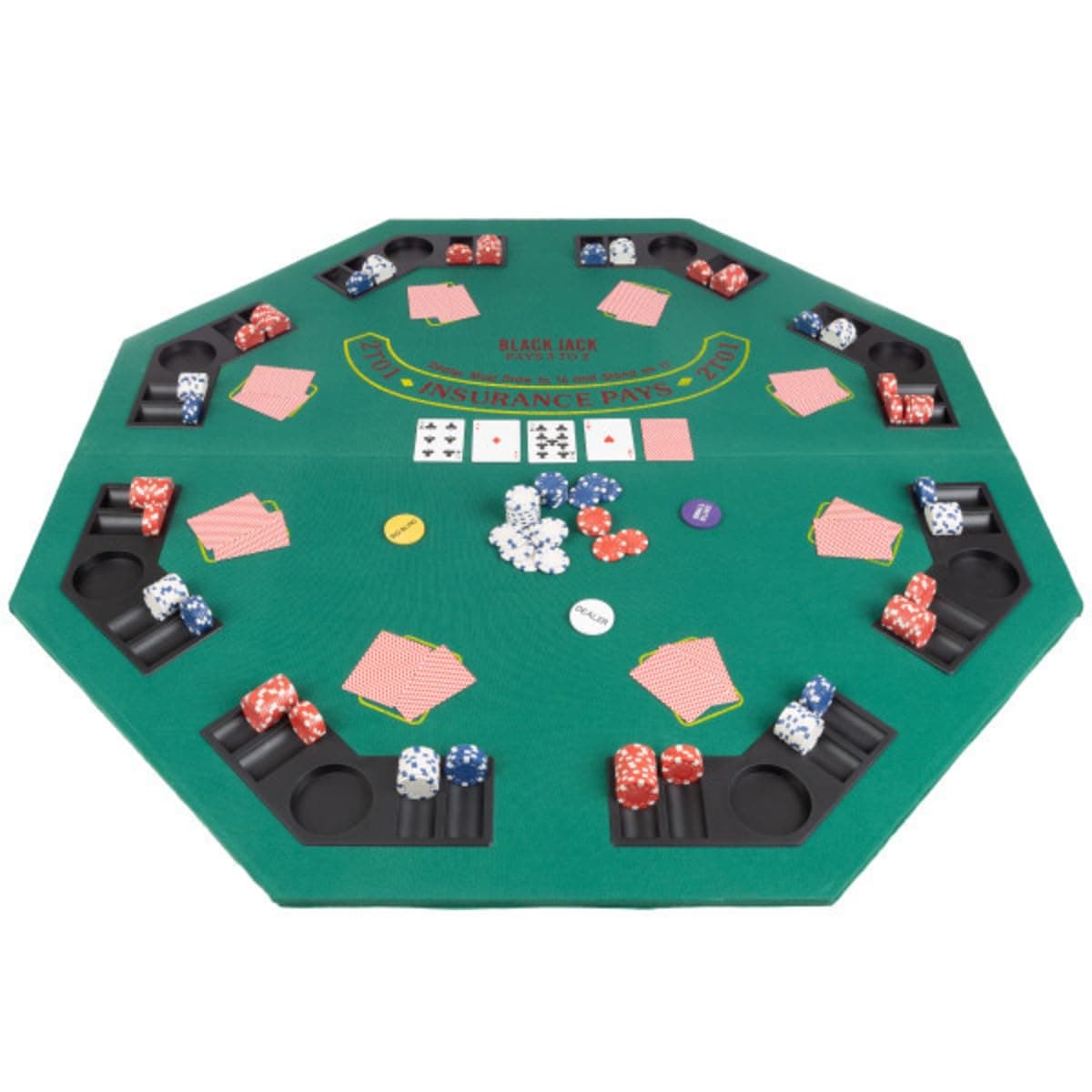 Poker Table Top with Carry Case - 48-inch Foldable Card Mat for Texas Hold’em, Blackjack, and More - Seats up to 8 Players by Trademark Poker (Green)