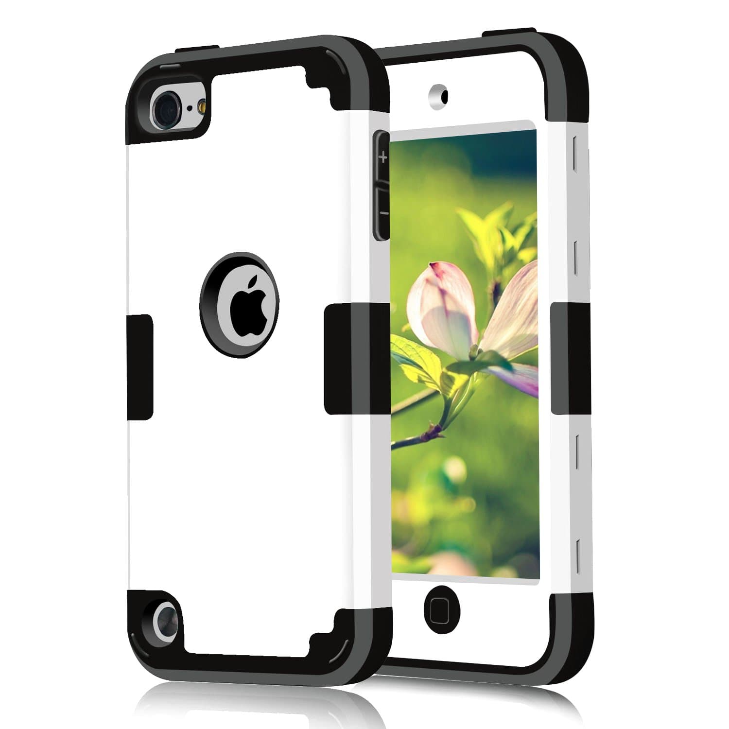 Case for iPod Touch 2019 5 6 , CheerShare 3 in 1 Hard PC Case + Silicone Shockproof Heavy Duty High Impact Armor Case Cover Protective Case for Apple iPod Touch 7th 6th 5th Generation (White+Black)