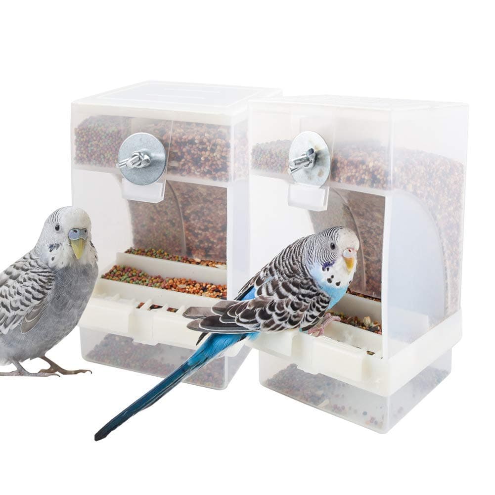PINVNBY No-Mess Bird Feeders 2 Pack Parrot Automatic Feeder