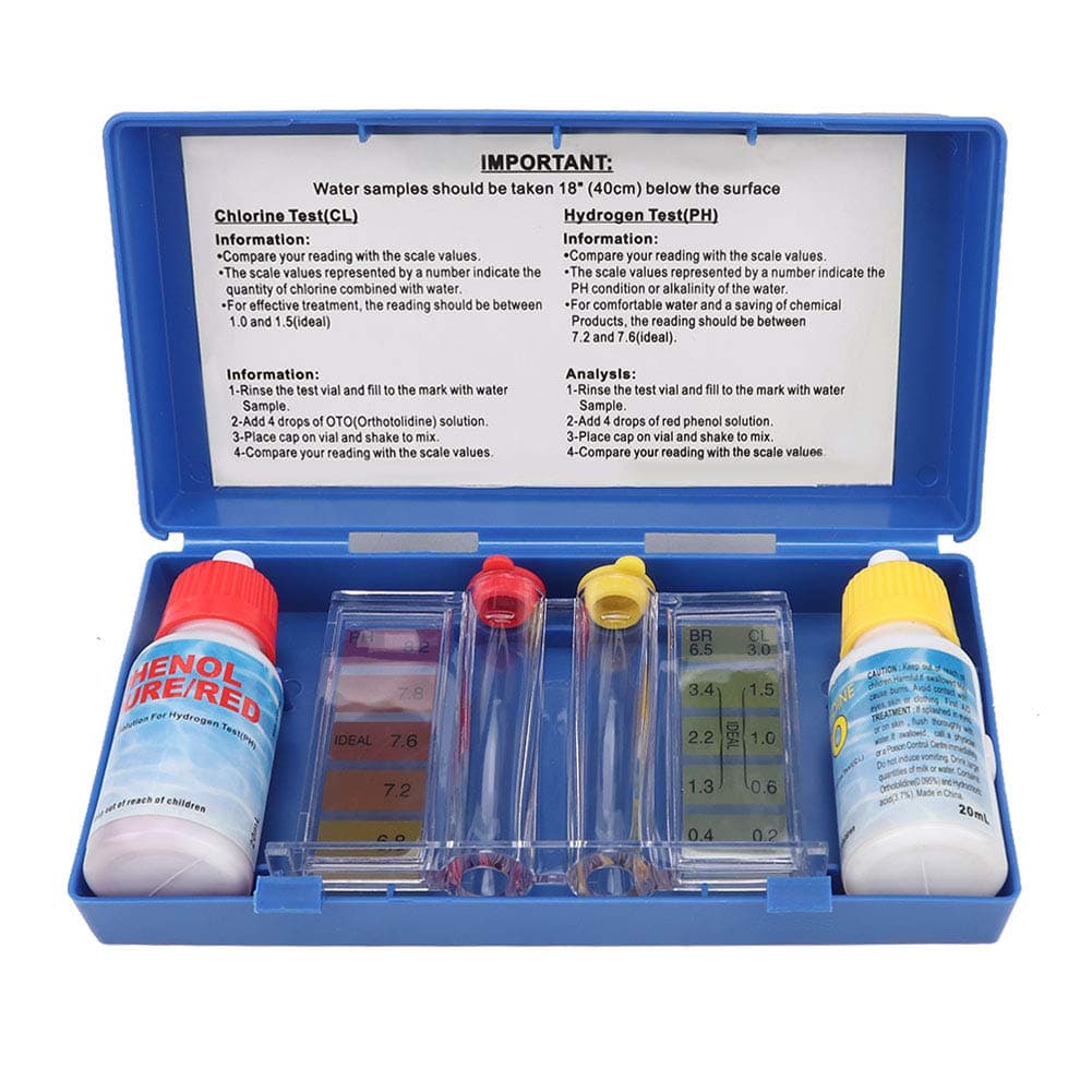 PH Chlorine Testing, Swimming Pool Special Test kit Accessories Chlorine Kit Water Quality Test Box Accessories Water Quality Detection Components Salt Box Component Brine for Pool