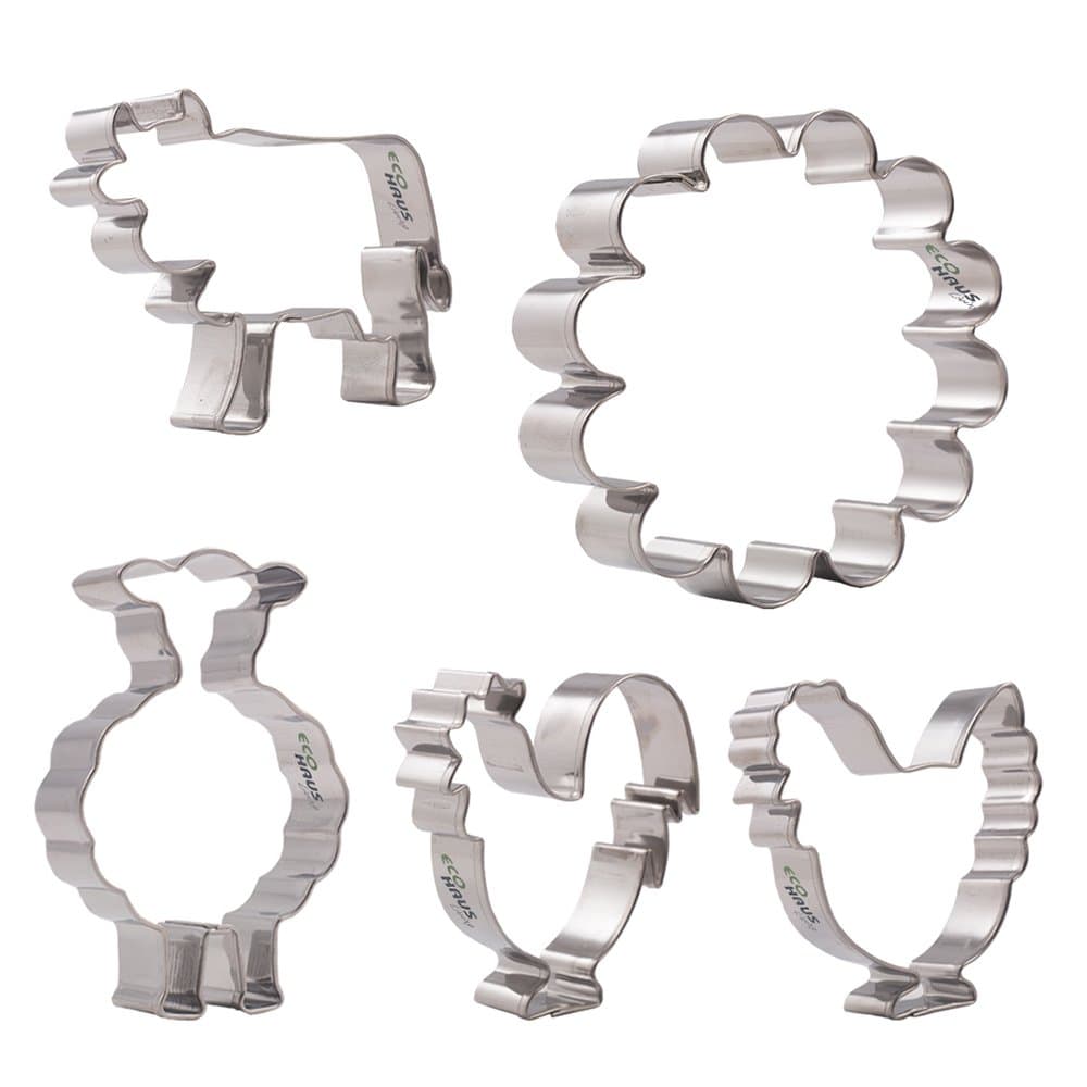 CULIMI Cookie Cutter - 5 stc Scone Cutters for Baking Stainless Steel - Bicsuit Fondant Bagel Baking Accessories (Farm)