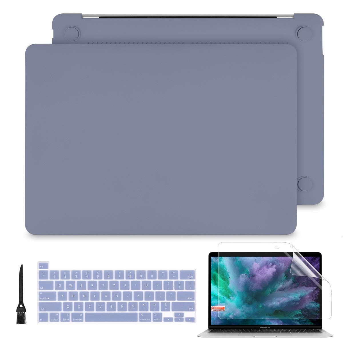 Batianda for MacBook Pro 13 inch Case 2020 2022 Release M2 M1 A2338/A2289/A2251 Model with Touch Bar Rubberized Hard Shell Case Cover with Keyboard Cover Screen Protector, Lavender Gray