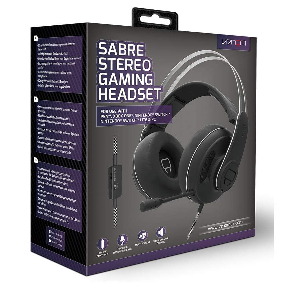 Venom Sabre Universal Stereo Gaming Headset (PS4 / Xbox One / Switch / PC / Mac) (PS4)