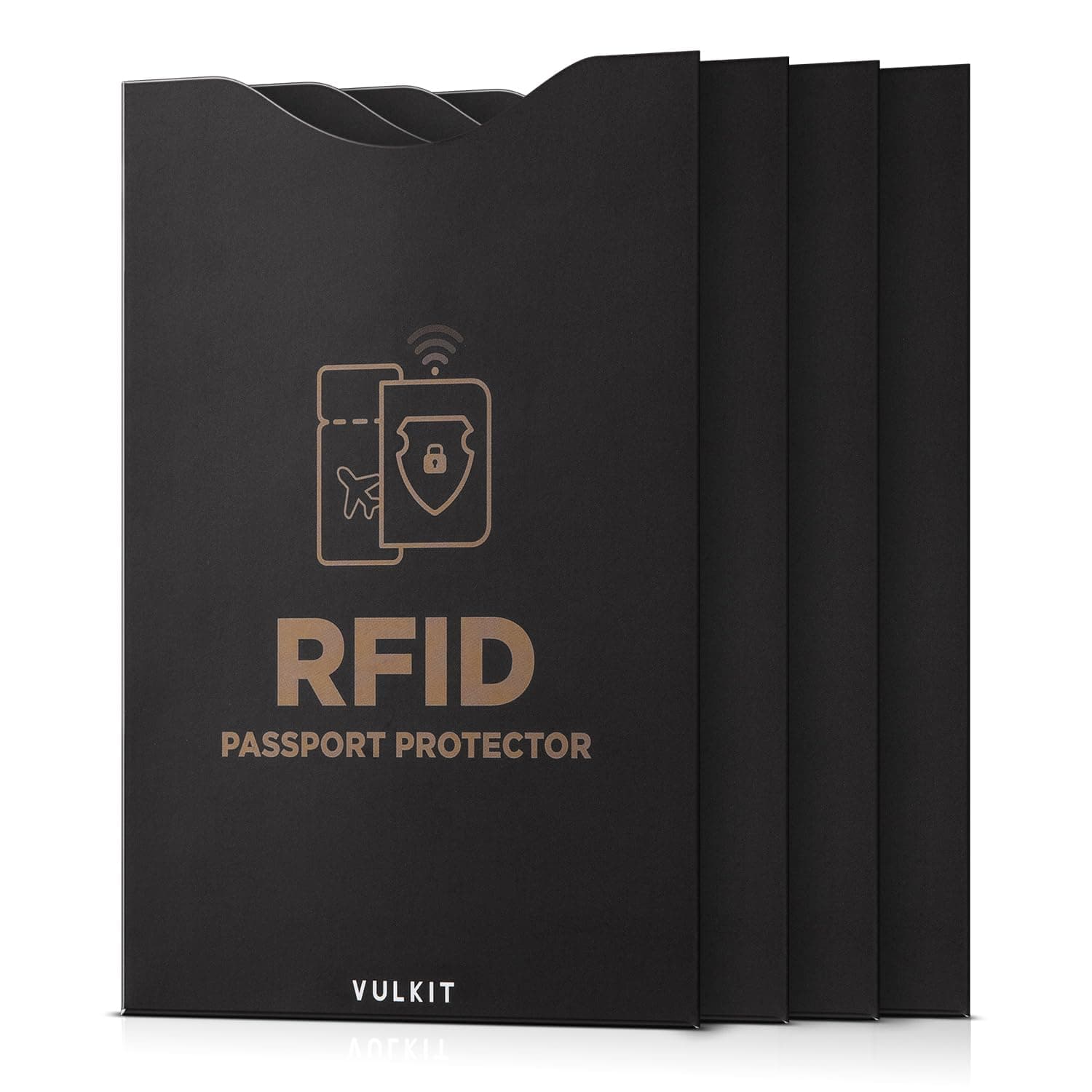 VULKITRFID/NFC Blocking Sleeve for Passport - 4 Packs, Ultra Thin Credit Card Protector, Contactless Cards Protecor, Premium NFC Blocker