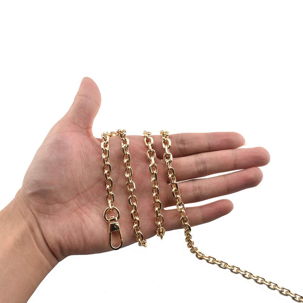 HAHIYO Mini Pochette Purse Chain Strap Thin Wide 6mm for LV Length 23.6 inches Thick 2mm Shiny Gold for Shoulder Cross Body Sling Handbag Wallet Clutch Comfortable Flat Metal Strap 1 Pack