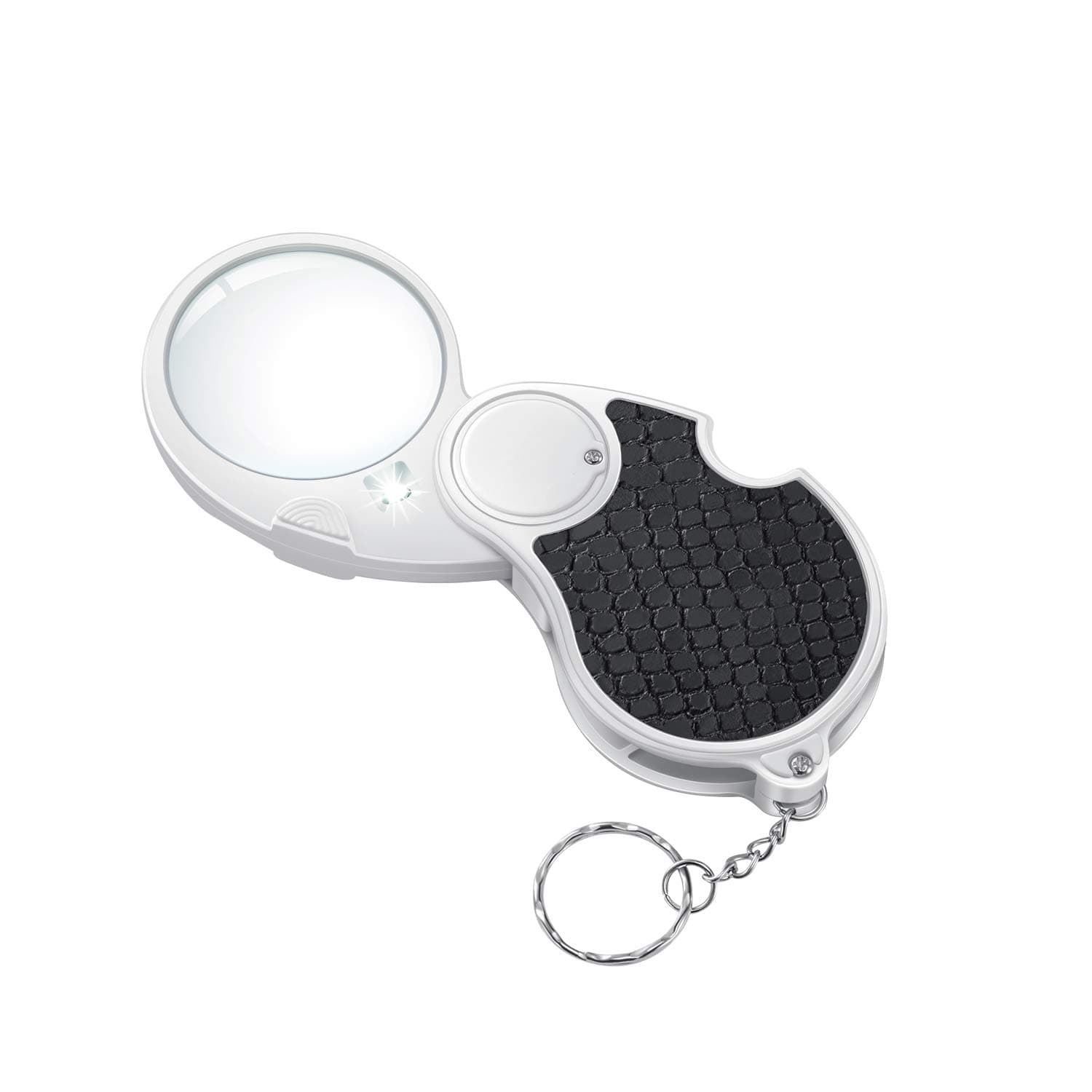 5X Pocket Magnifying Glass Handheld With Light, Small Illuminated Folding Hand Held Lighted Magnifier For Reading, Jewellers,Inspection, Jewellery, Coins, Hobby, Travel - 45 Mm Diameter Flip Open Lens