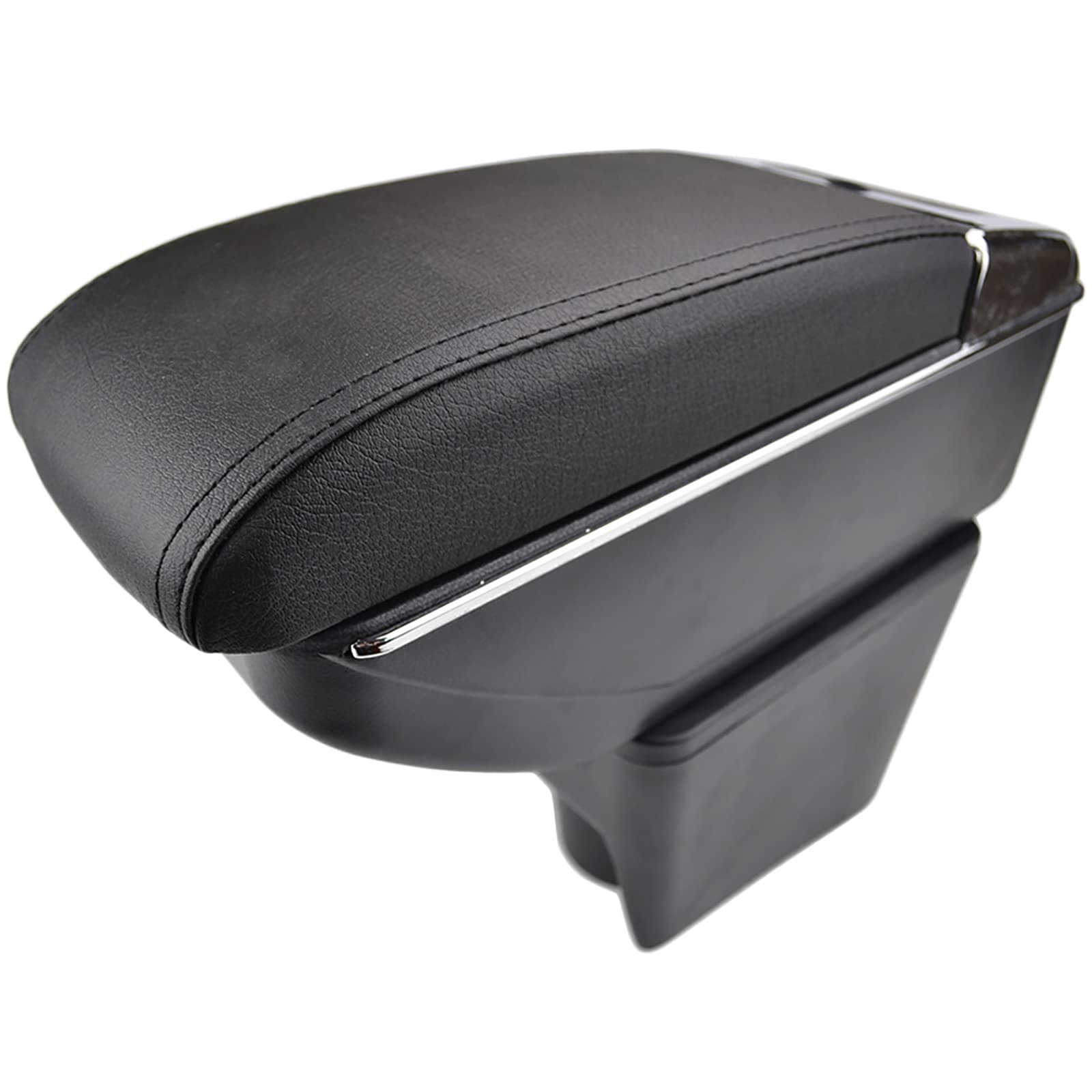 Dual-Layer Black Leather Arm Rest For 2010-2017 Polo Mk5 Vento Centre Console Storage Box Armrest