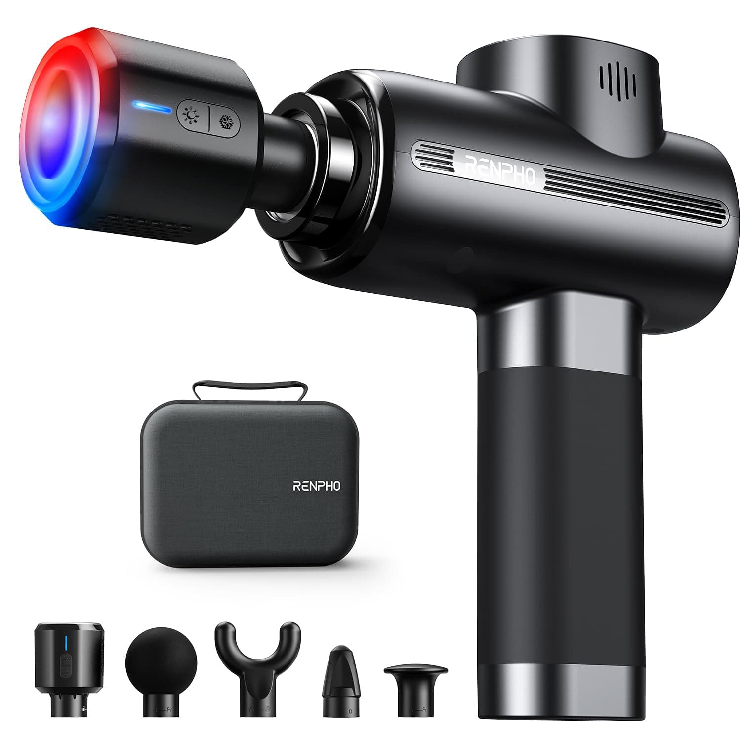 RENPHO Thermacool Massage Gun Deep Tissue with Heat and Cold Head, Handheld Muscle Massager with Carry Case, Body Masajeadorfor Home Office Workout, Black