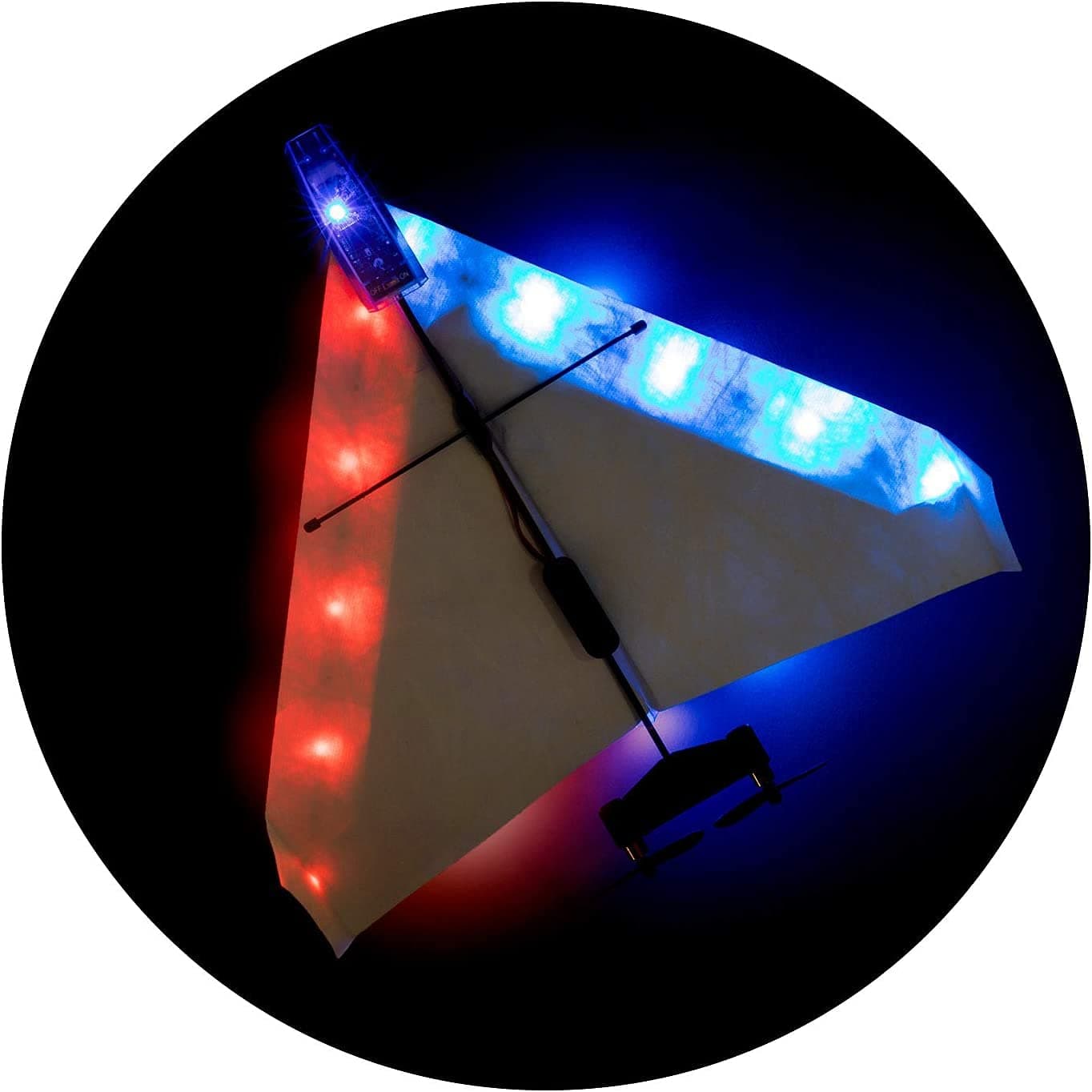 Night Flight Kit Add-on for 4.0-15.5” Blue & Red LED Light Set Designed to Fly with your 4.0 Smartphone Controlled Paper Airplane at Night.