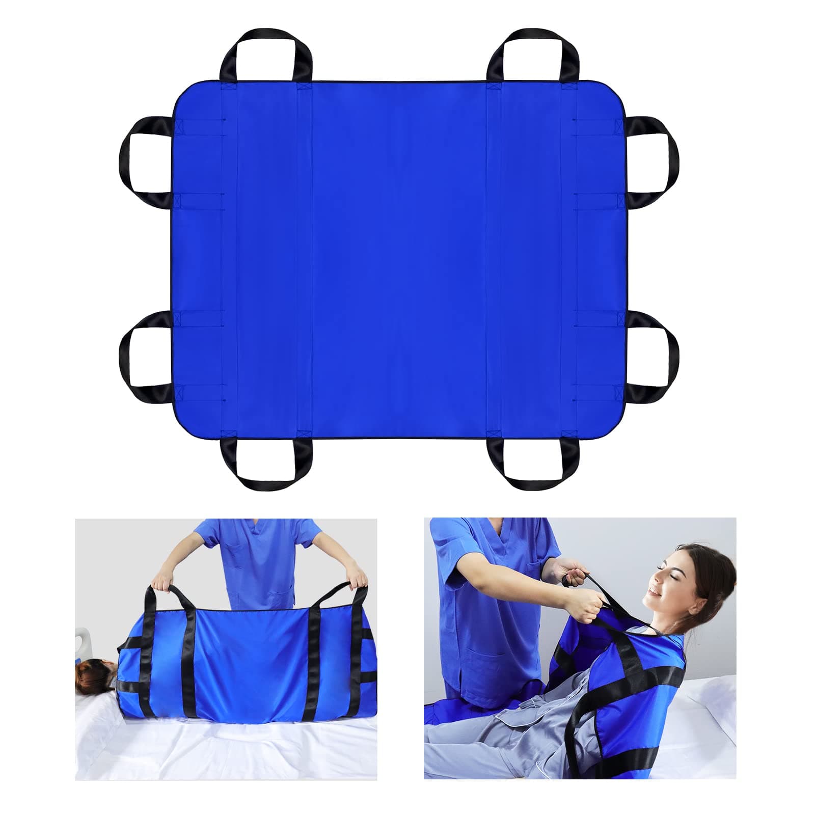 LOSCHEN Transfer Sheet ,Patient Transfer Board with Eight Handles,Suitable for Obese People,Elderly People and Patients who Need to be transferred(120 * 100cm(48 * 40inch, Blue)
