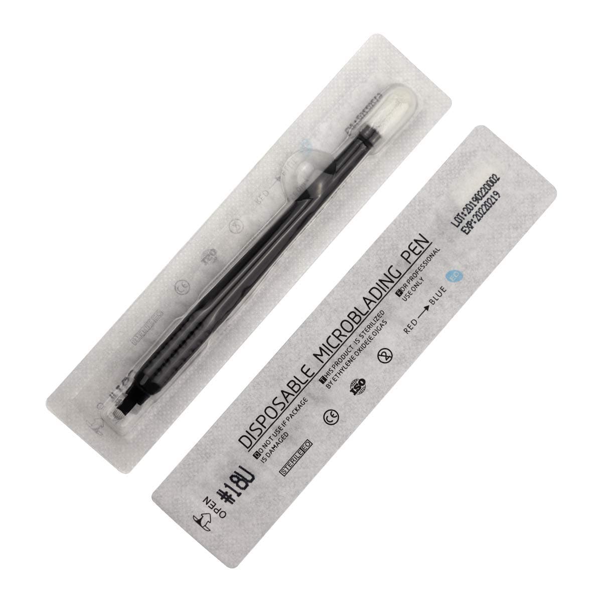 5pcs Disposable Microblading Manual Pen With Needle and Cap Permanent Makeup 18 U Blades 0.2MM,disposable blister package