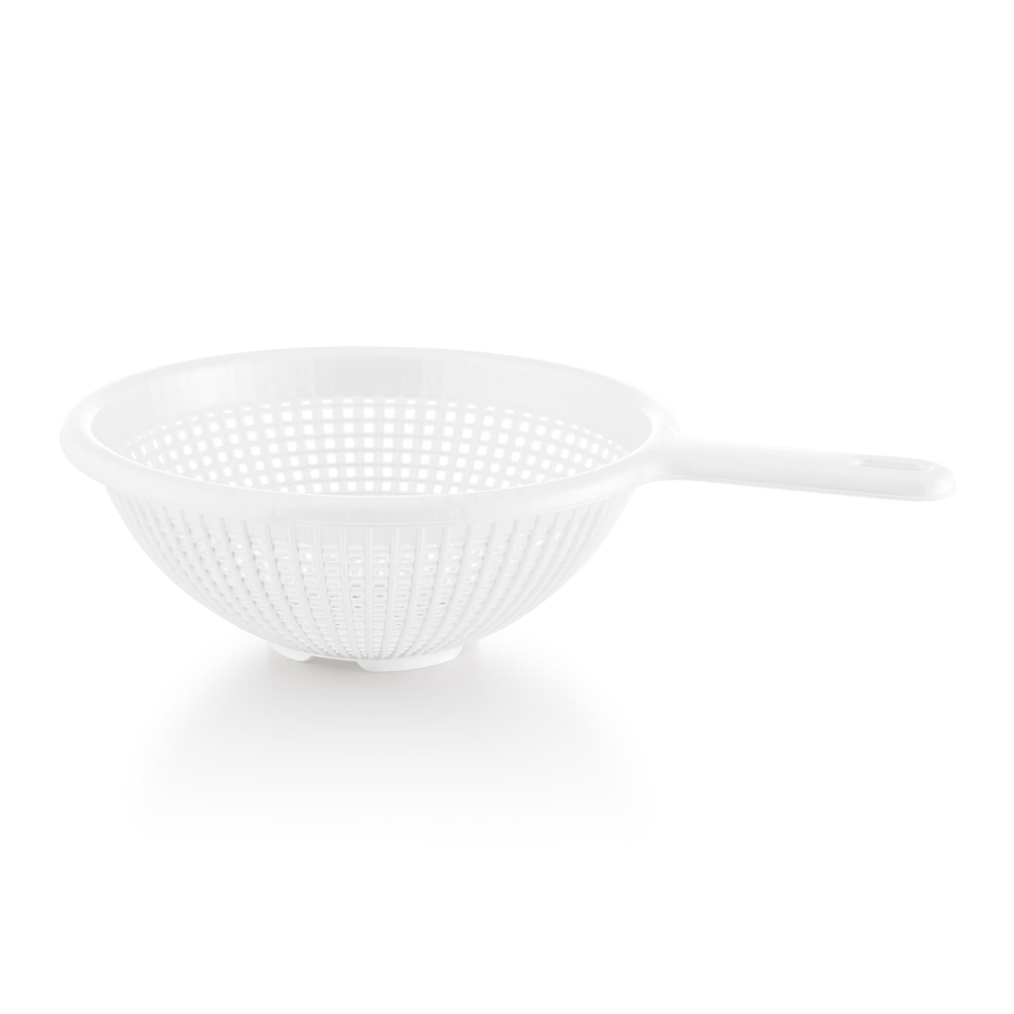 YBM Home 8.5 Inch Deep Plastic Strainer Colander with Long Handle – Made of Food Safe BPA-Free Plastic - Use for Pasta, Noodles, Spaghetti, Vegetables and More 31-1129-white (1, White)