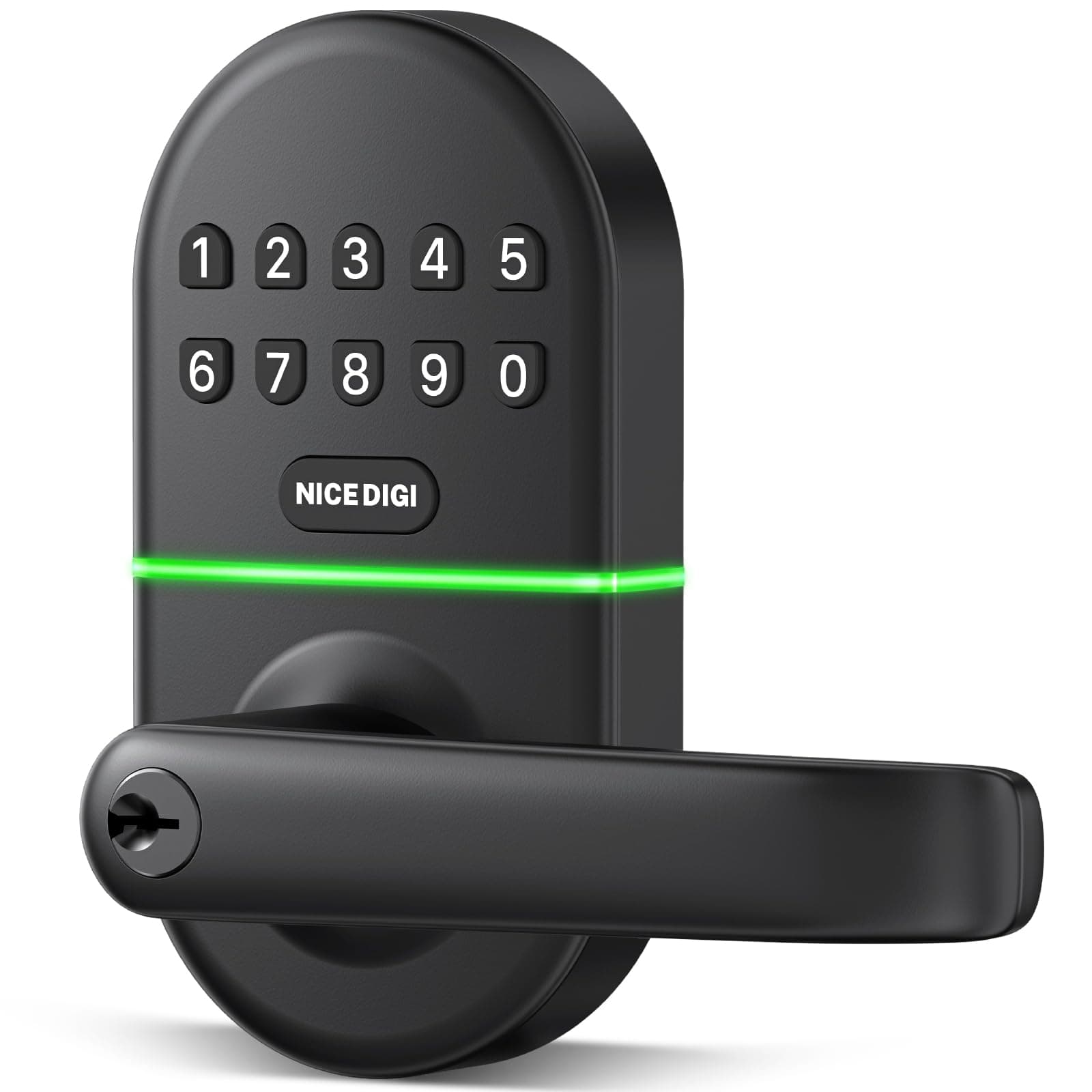 Keypad Door Lock with Handle: Keyless Entry Smart Lock for Front Door, NICE DIGI Electronic Digital Door Lock, Easy Installation