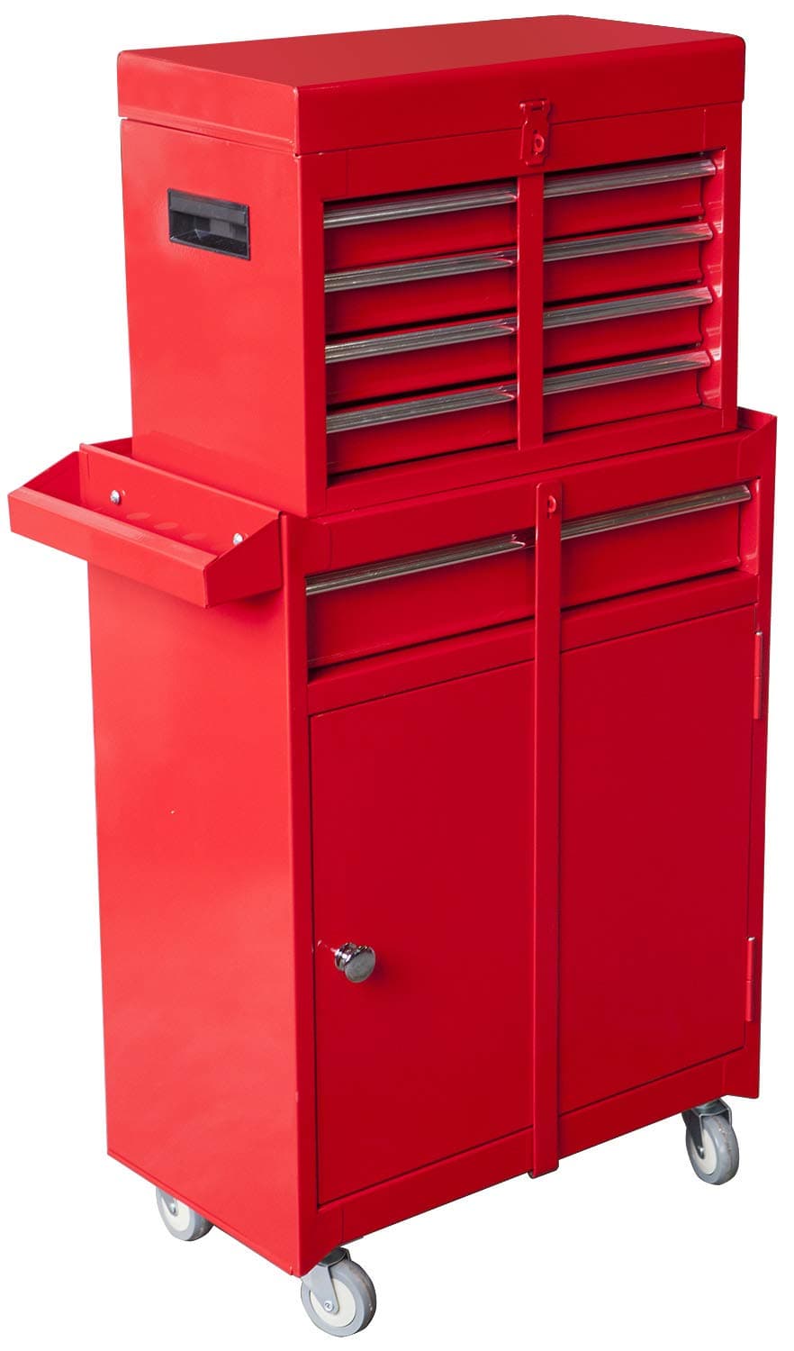 ATBT1204B-RED Rolling Garage Workshop Tool Organizer: Detachable 4 Drawer Tool Chest with Large Storage Cabinet and Adjustable Shelf, Red