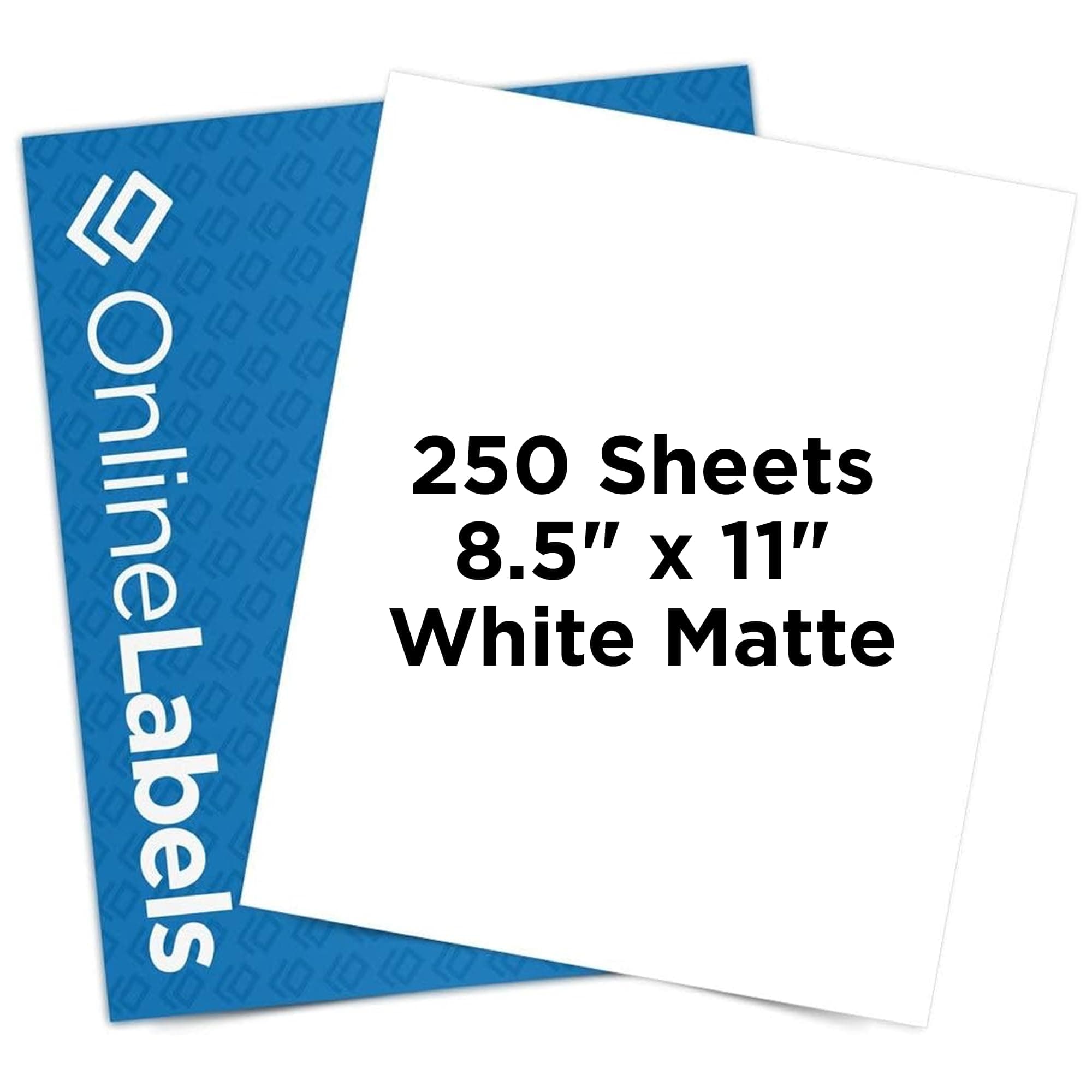 - Sticker Paper, 250 Sheets, White Matte, 8.5" x 11" Full Sheet Label, Works with Inkjet and Laser Printer, Compatible with Electronic Cutting Machines, OL177WX, OnlineLabels
