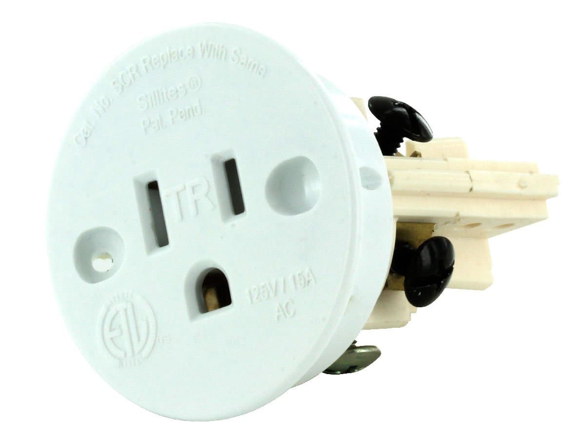 Self Contained Receptacle - Tamper Resistant - Includes Cover Cap and Mounting Screws - White