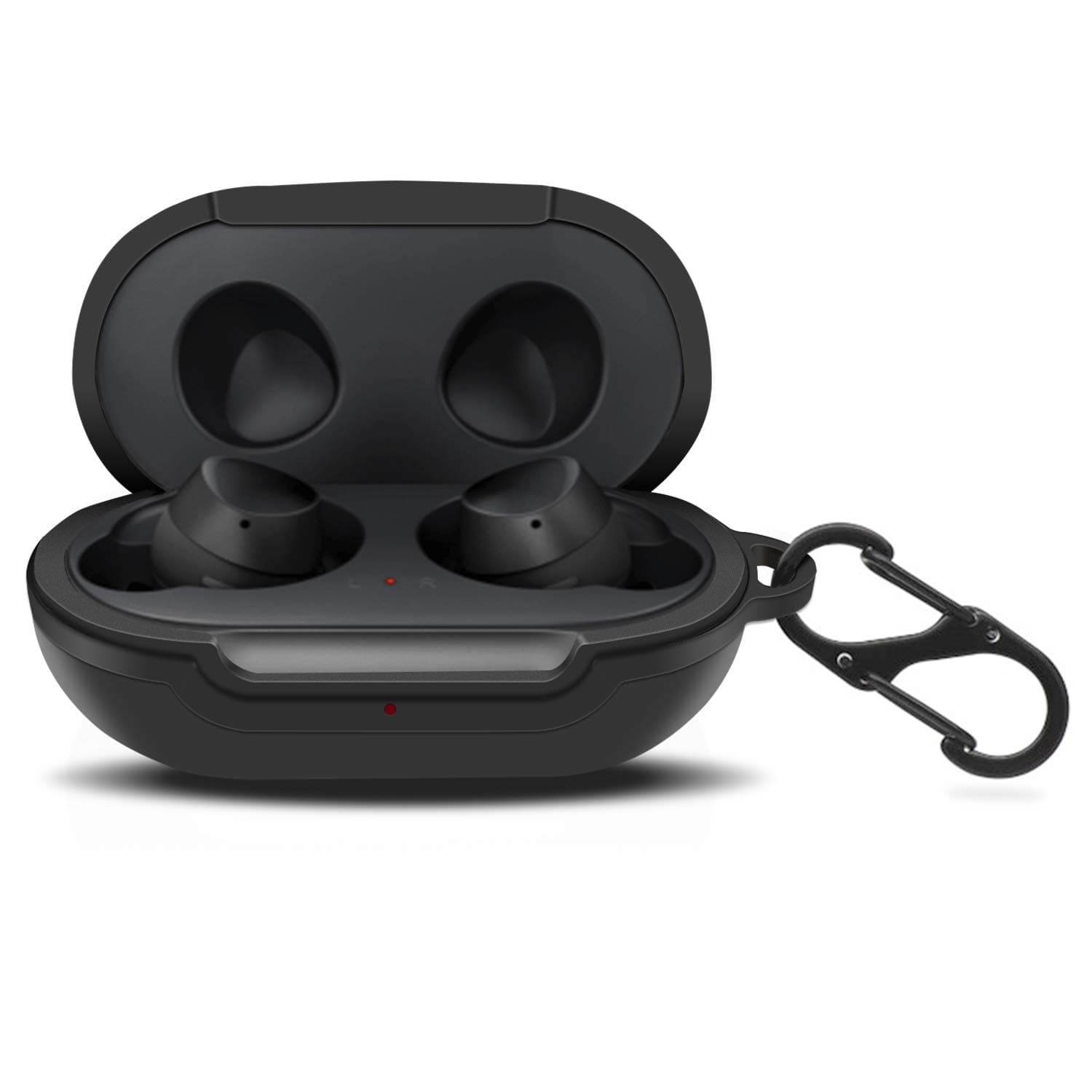 Silicone case for Galaxy Buds, Full Body Protective Case Cover Keychain with Carabiner Anti-Lost & Shockproof Protective Case Cover Skin for Samsung Galaxy Buds SM-R170 (Black)
