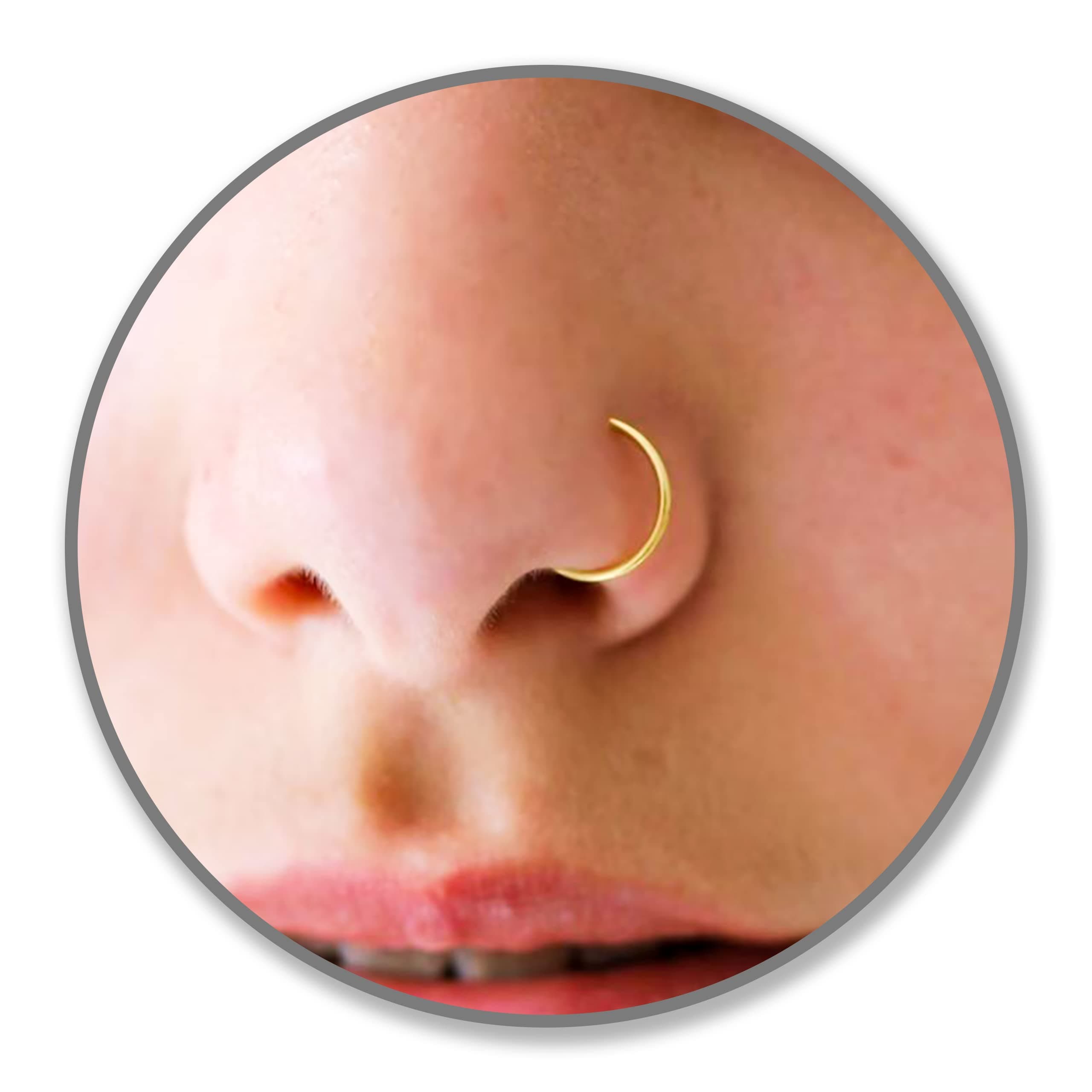 Extra Thin Nose Ring Diameter ( Nose Ring), for Women, Gold, 6mm, 0.5mm, Small