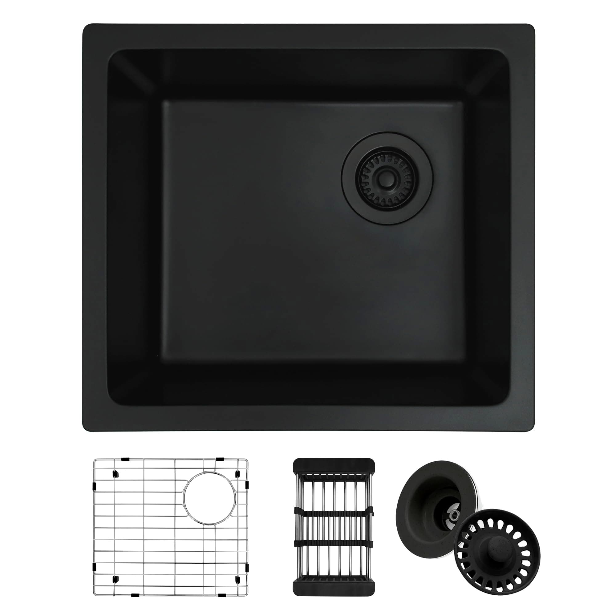 Bar Sink,Bar Sink Undermount, 19"x17" Black Bar Sink, Undermount Kitchen Sink With Accessories, Granite Kitchen Sink, Matte Black Sink Kitchen