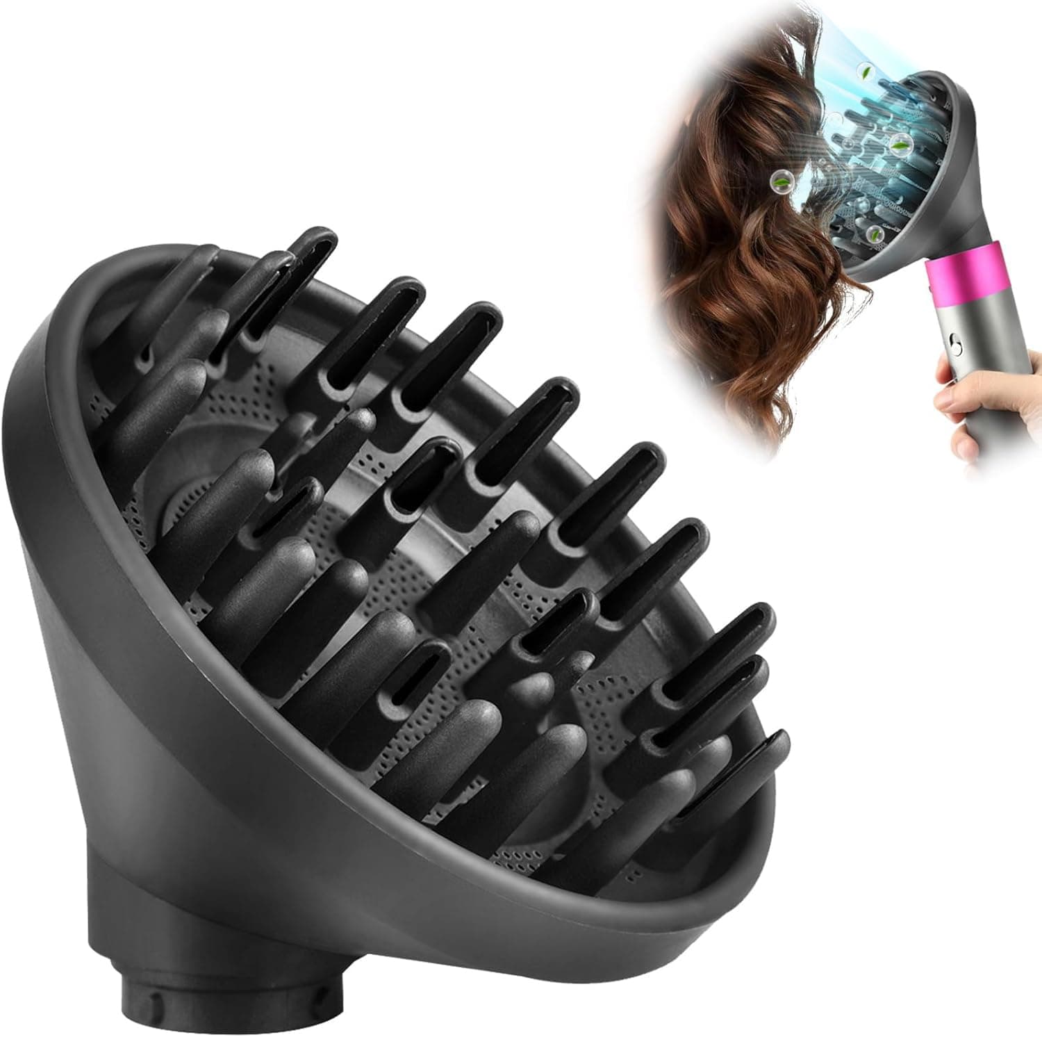 Portable Hair Diffuser Attachment for Dyson for Airwrap HS05 HS03 HS01, Hair Dryer Diffuser Nozzle Converting for Airwrap Styler to Hair Dryer