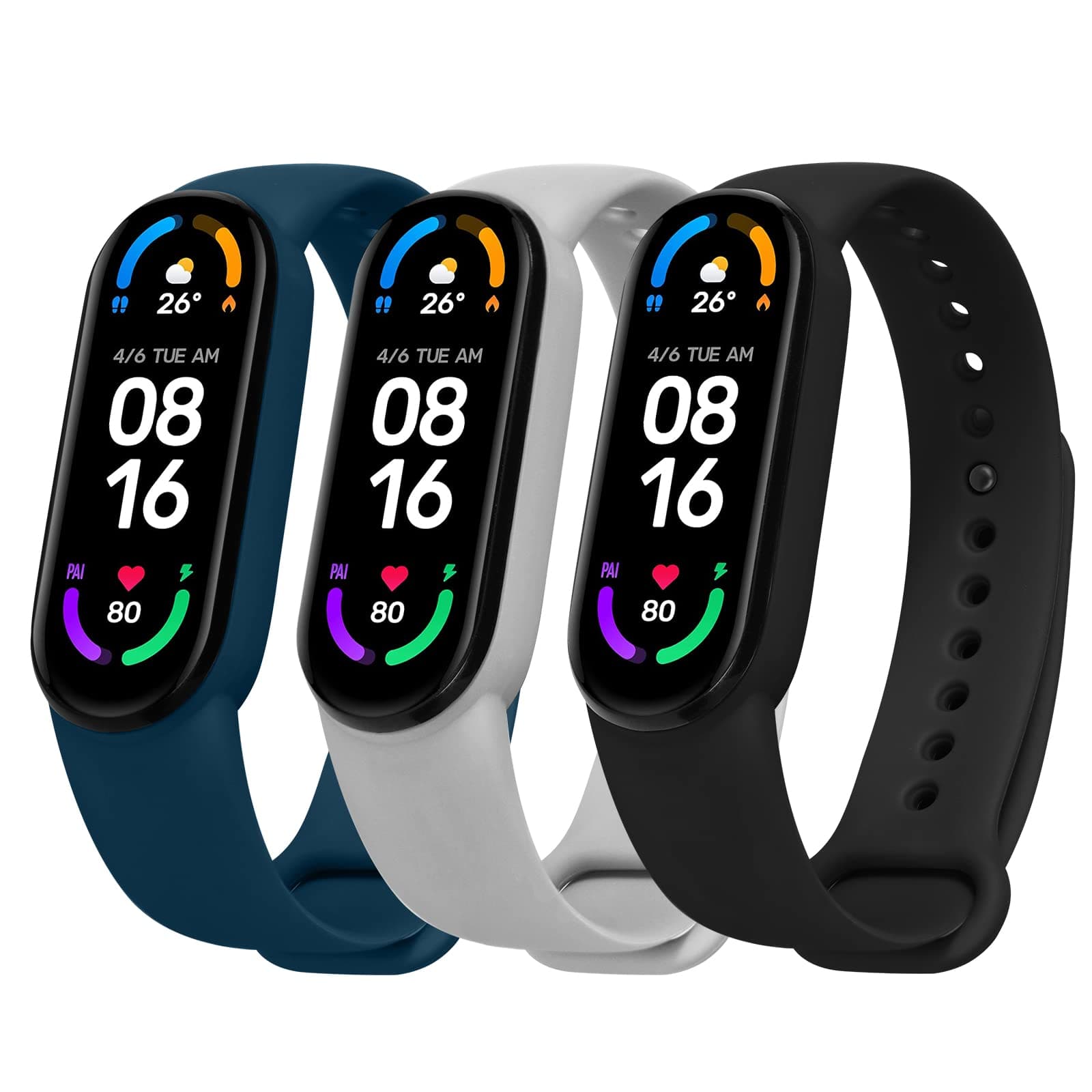 Strap Replacement Compatible with Xiaomi Mi Band 7/Mi Band 6/Mi Band 5/Mi Band 4/Mi Band 3, 1/2/3/20pcs Silicone/Knitted/Stainless Steel Replacement Watchband Adjustable Sports Strap