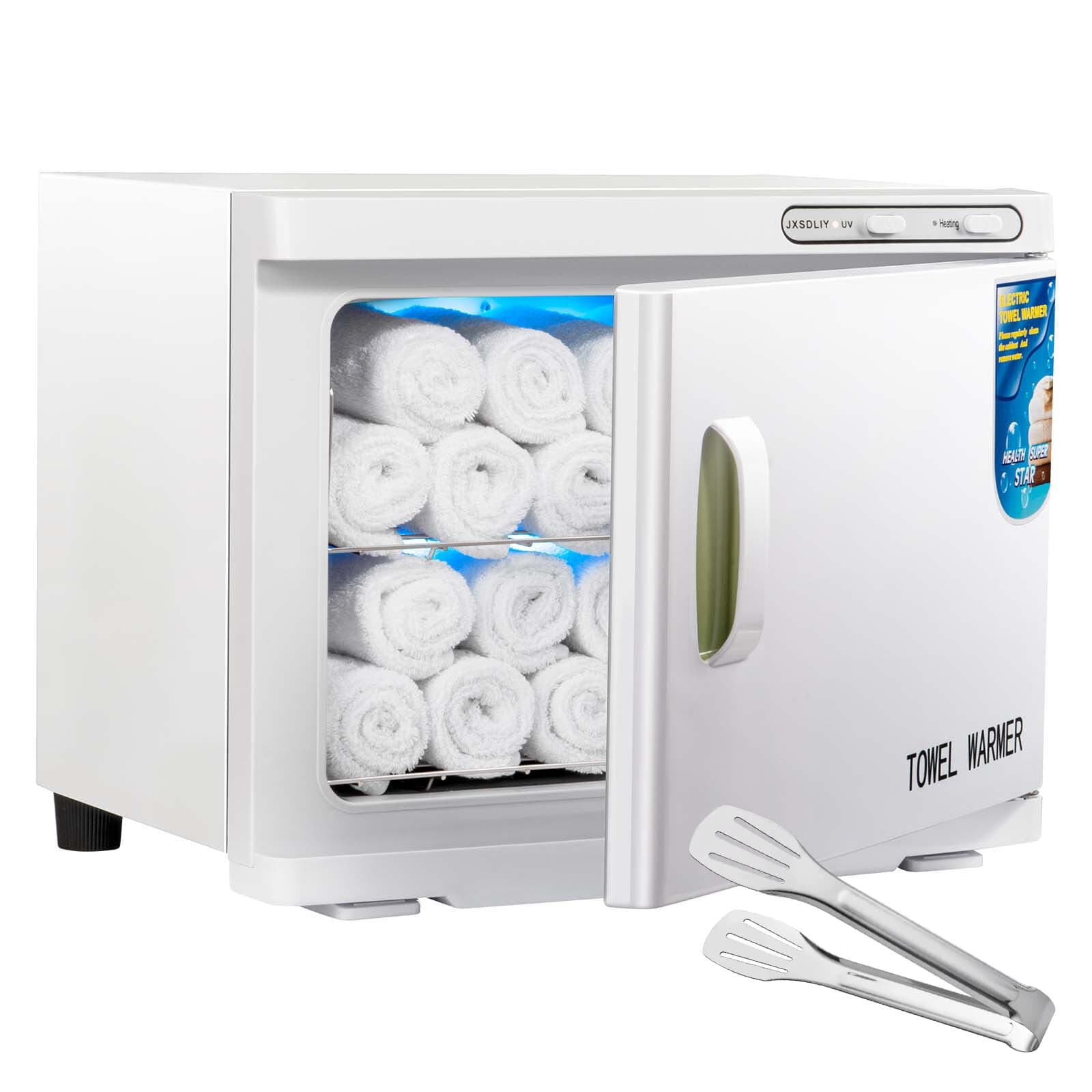 Hot Towel Warmer Cabinet with LED Light - JXSDLIY 23L Large Capacity Towel Cabinet for Bathroom 2-in-1 Professional Hot Towel Warmers for Facials SPA Massage Salon Heats Up Quick Towel Heater (white)