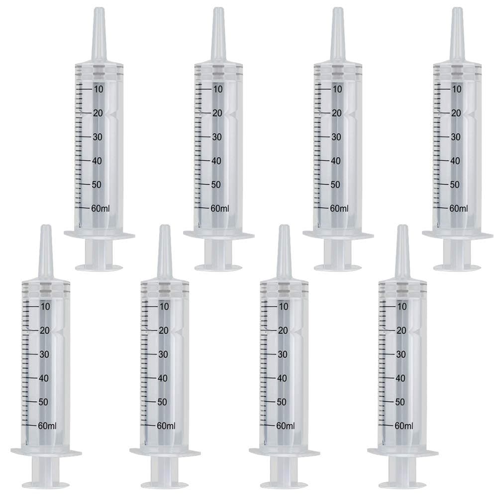 8 Pcs Plastic Syringes,60ml Plastic Syringe with No Needle colostrum syringe for Scientific Labs and Dispensing Multiple Uses Measuring Syringe Tools, Animal Feeding, Plant Watering,Refilling