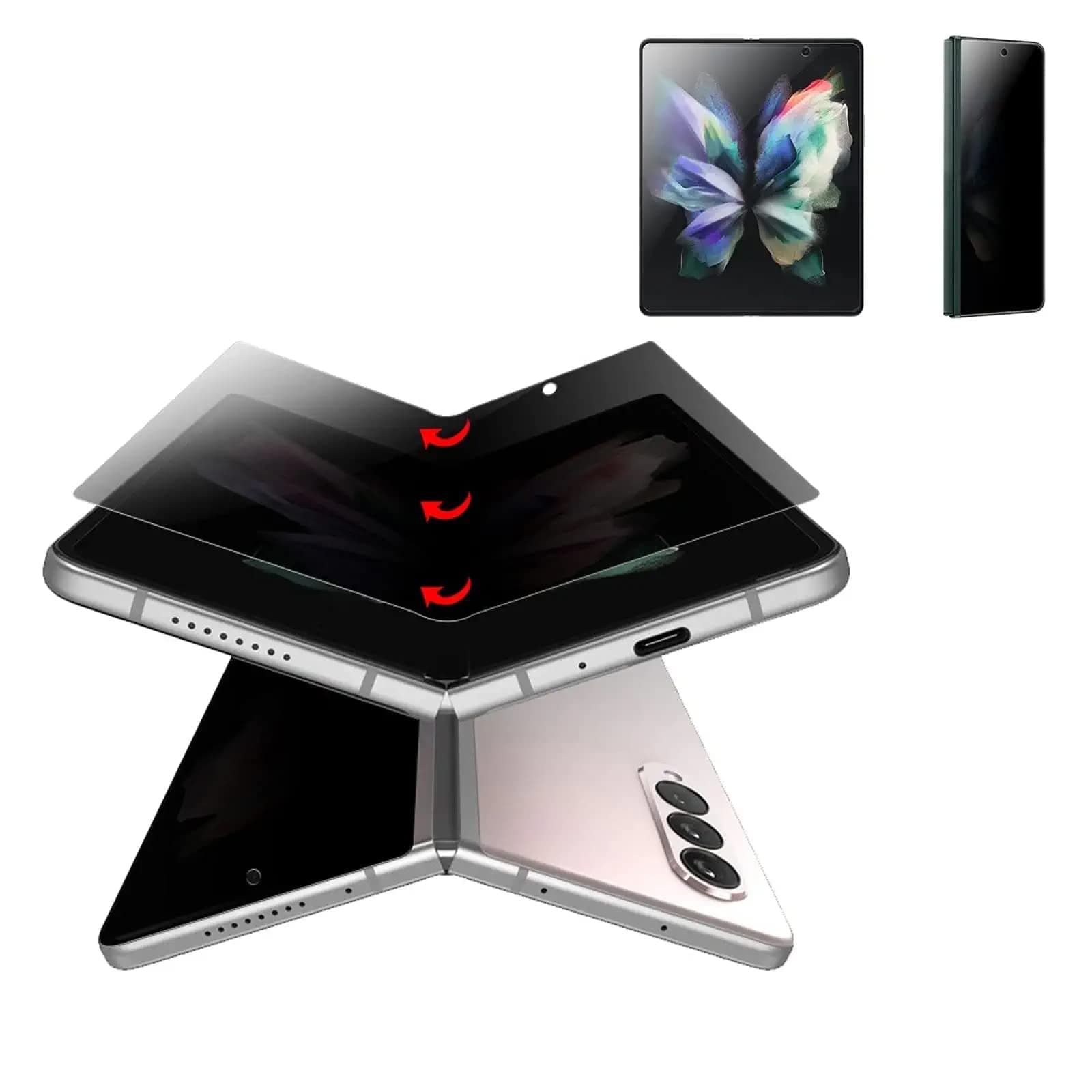 For Samsung Galaxy Z Fold 3 Privacy Screen Protector Anti-Peeping Nano Soft Film Outer Screen+Inner Screen Anti-Peeping Soft film Anti-Spy Protective Film