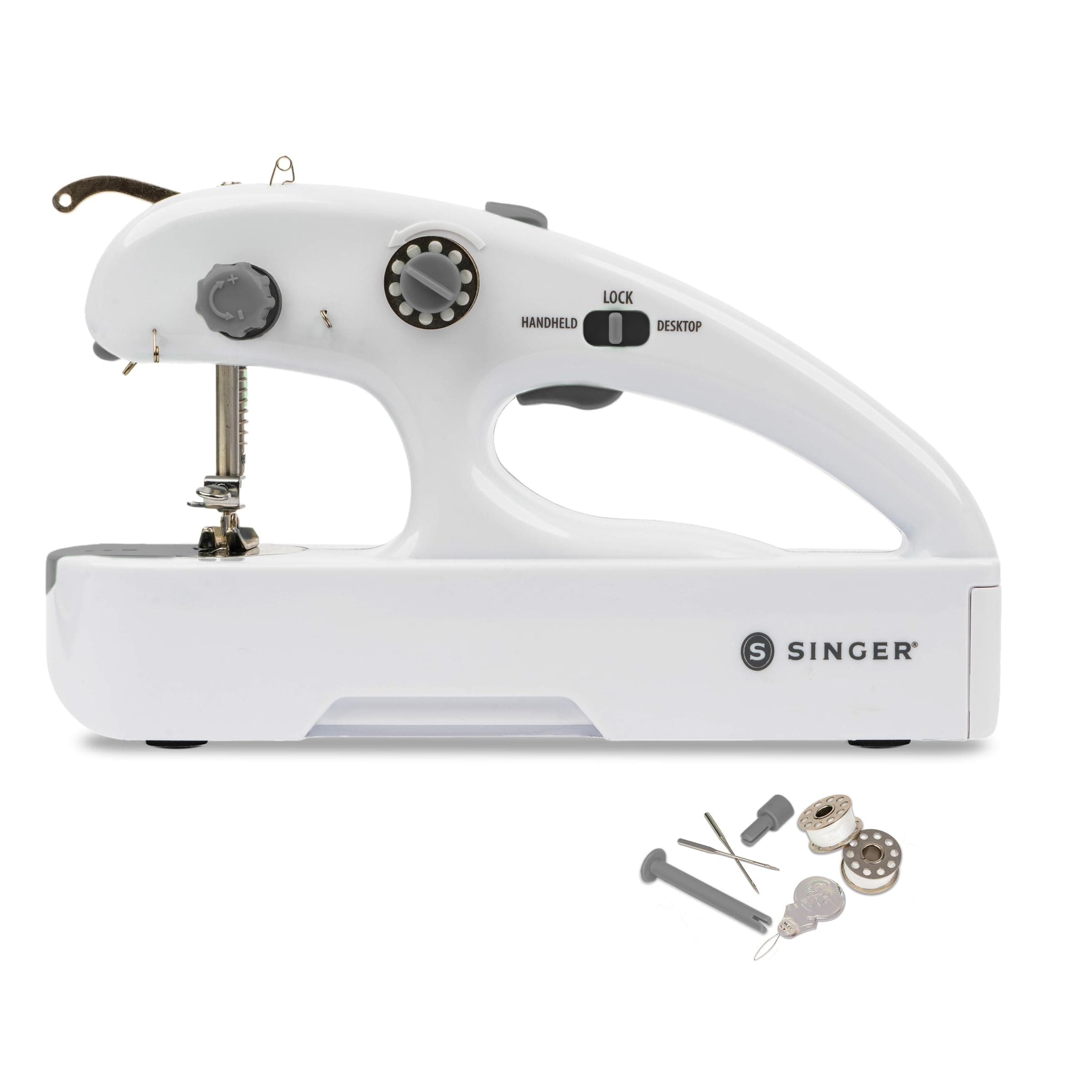 01774 Stitch Quick + (Two Thread) Hand Held Mending Machine, Plastic, White