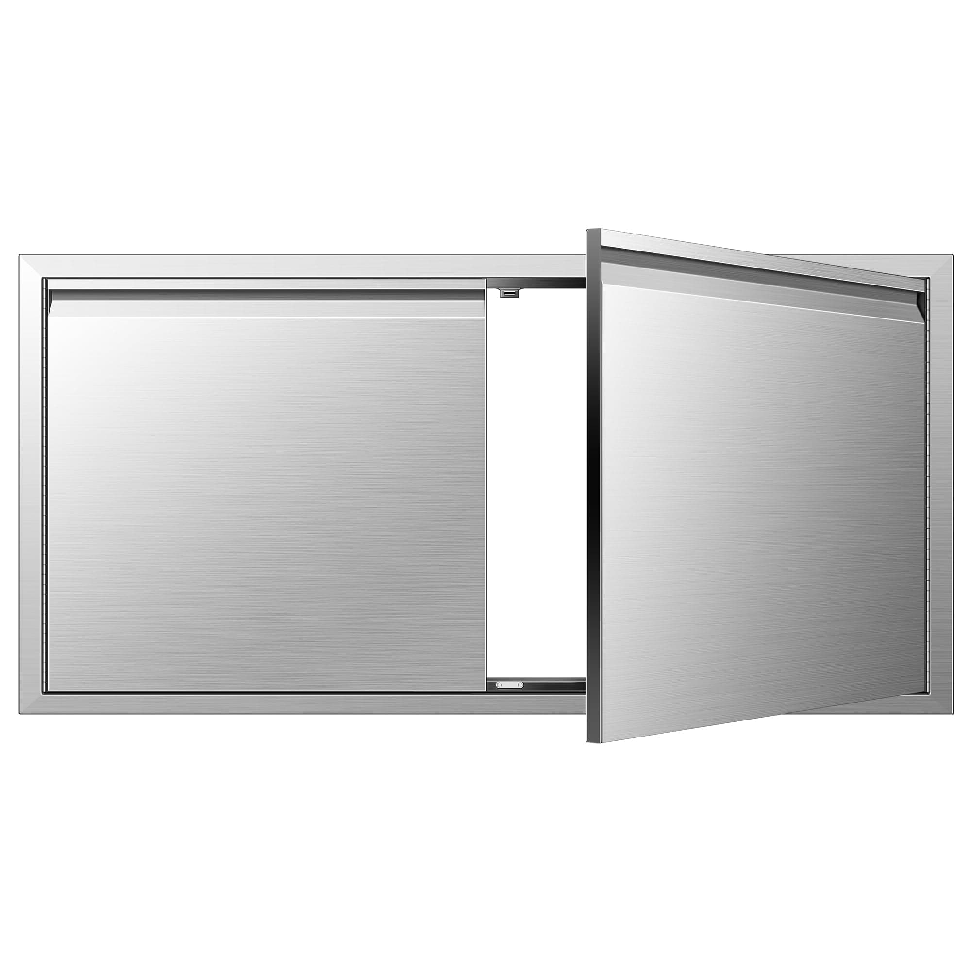 42Wx21H BBQ Access Double Doors, Flush Mount Stainless Steel Outdoor Kitchen Door with Horizontal Recessed Handle for Outside Cabinets and BBQ Island