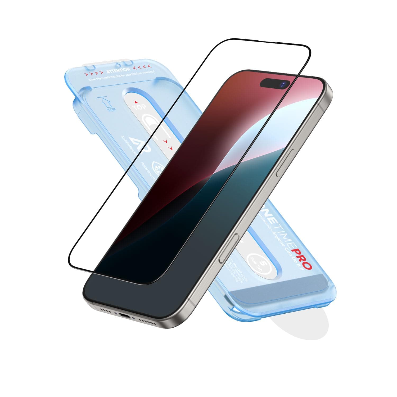 FLOLAB NanoArmour ONETIME PRO for iPhone 16 Screen Protector, Anti-Reflective, PolarSpectra Anti-Rainbow, Tempered Glass, Ultra Clear, Infinity Edge