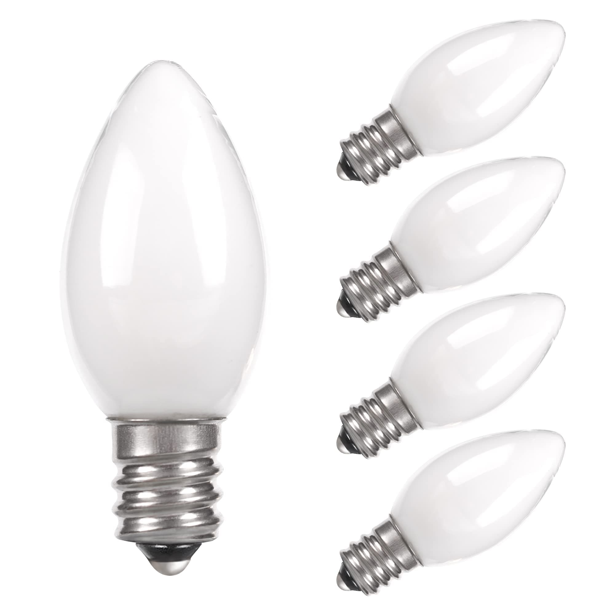 C7 Candelabra Led Light Bulbs, Small Night Light Bulb, 0.6 Watt Equivalent 7W Incandescent, E12 120V Lamp, Warm White 2700K Nightlight Replacement Bulb for Window Candle & Chandeliers, 5 Pack