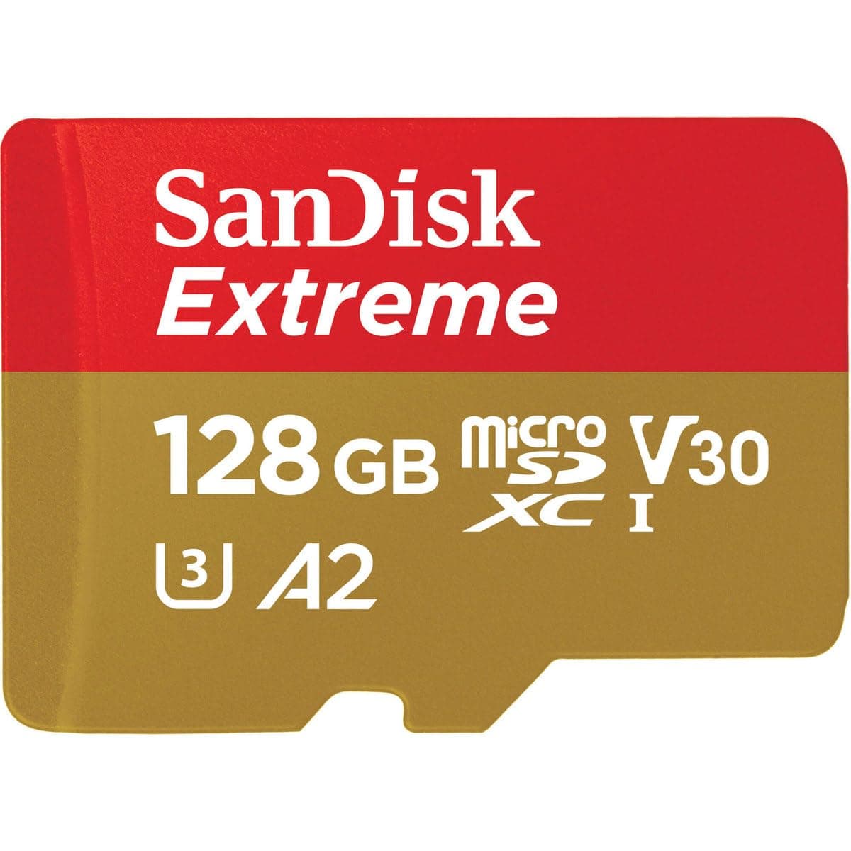 Extreme microSD UHS I card for Gaming, A2 Certification for faster game loads, 190MB/s Read, 90MB/s Write SDSQXAA 128G GN6GN, Red/Gold, ham_n13_00121583, 128GB Gaming