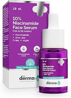 The Derma Co 10% Niacinamide Serum with 2% Zinc, Powered by Deep Penetration Formula™ | Fades Acne Marks, Controls Oil & Reduces Dark Spots | 10 ml