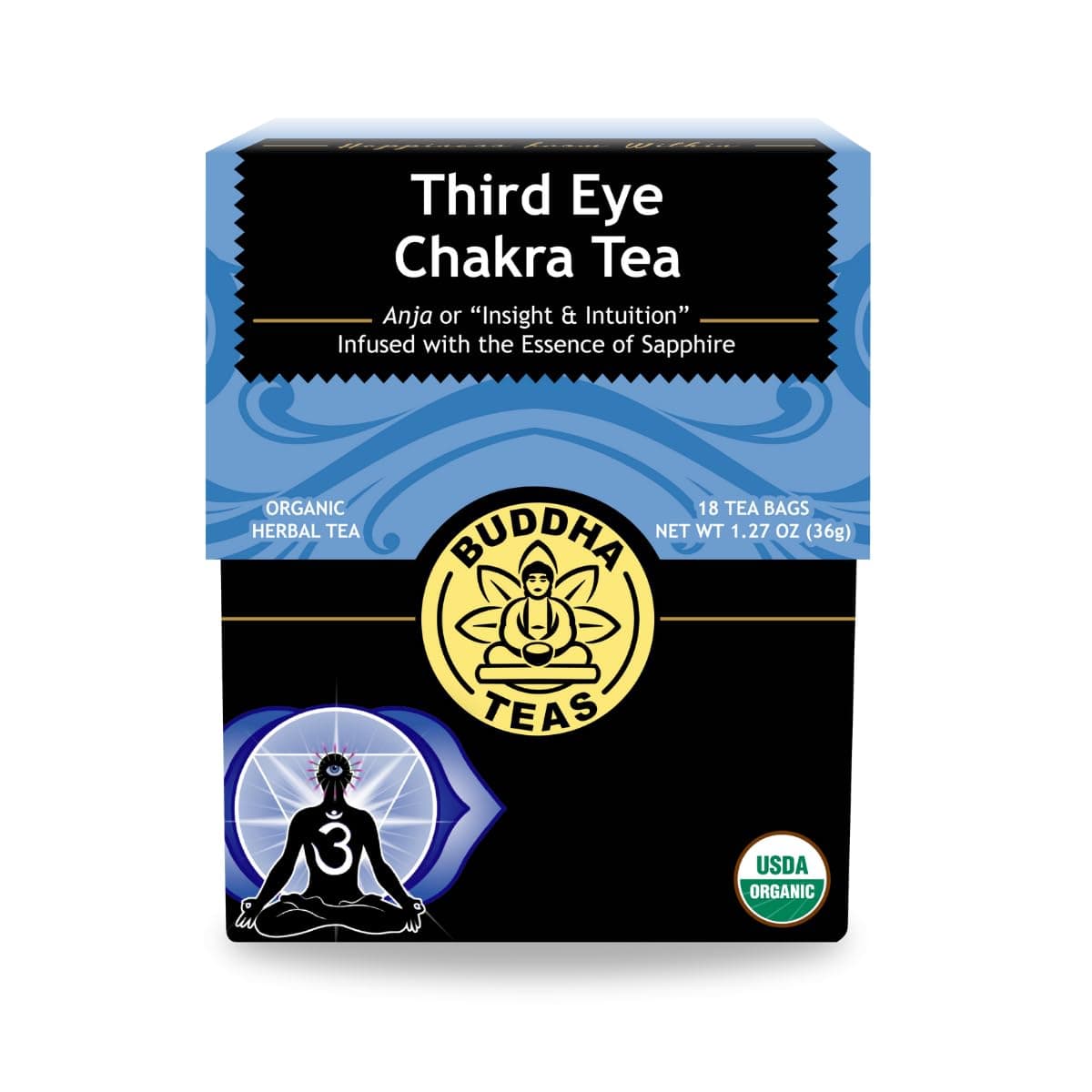 Organic Third Eye Chakra Tea (Kosher, Caffeine, GMO Free, Unbleached Tea Bags, 18 Bags)