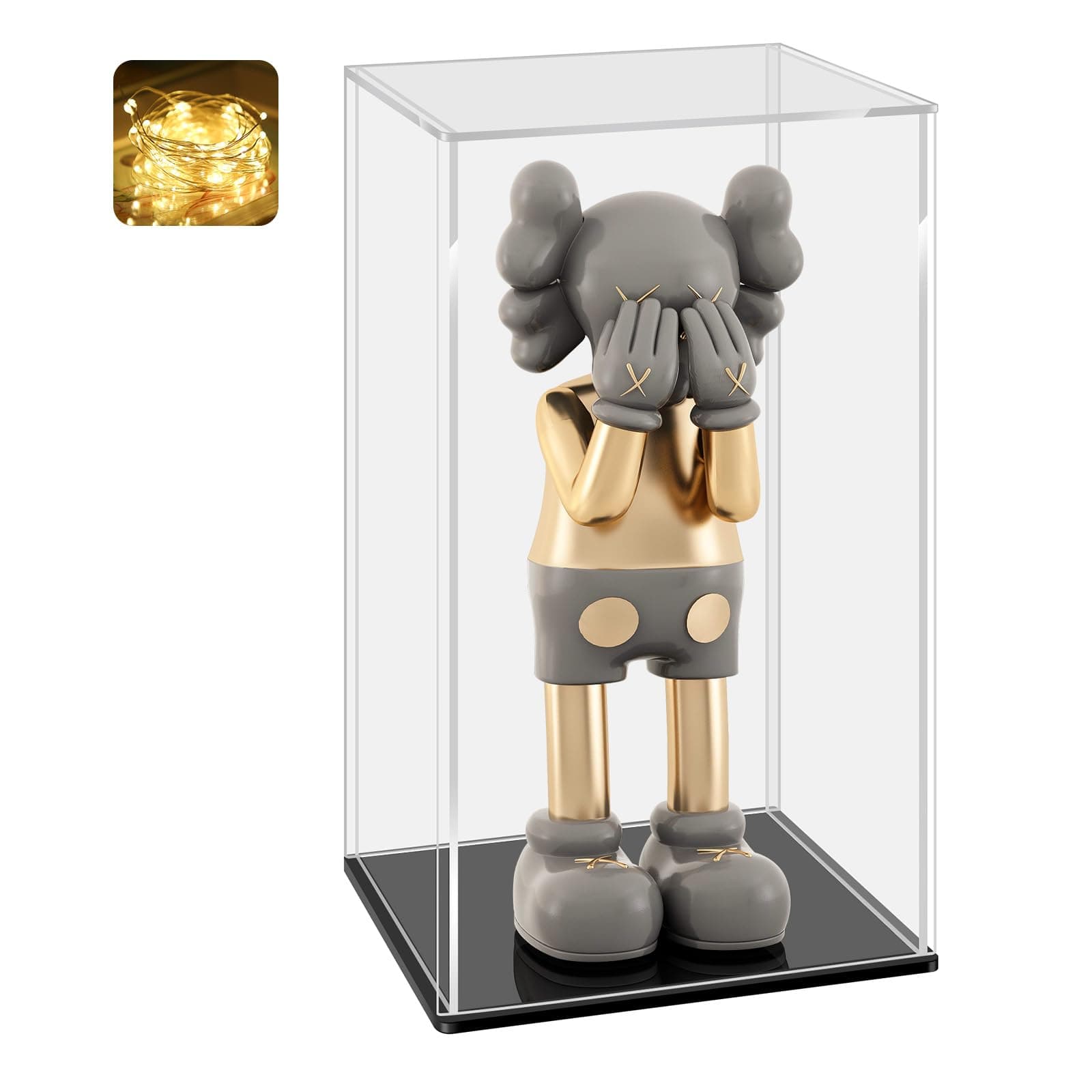 LANSCOERY Clear Acrylic Display Case, Assemble Vertical Display Box Stand with Black Base, Dustproof Protection Showcase for Collectibles Memorabilia Figurines (10x6x14 inch; 25x15x35cm)