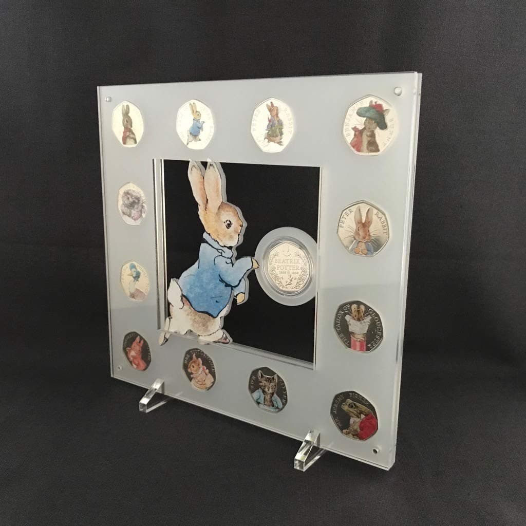 Peter Rabbit Beatrix Potter Perspex Coin Display Stand, Beatrix Potter Collection 2018 Frame, Display and 2017 Coins