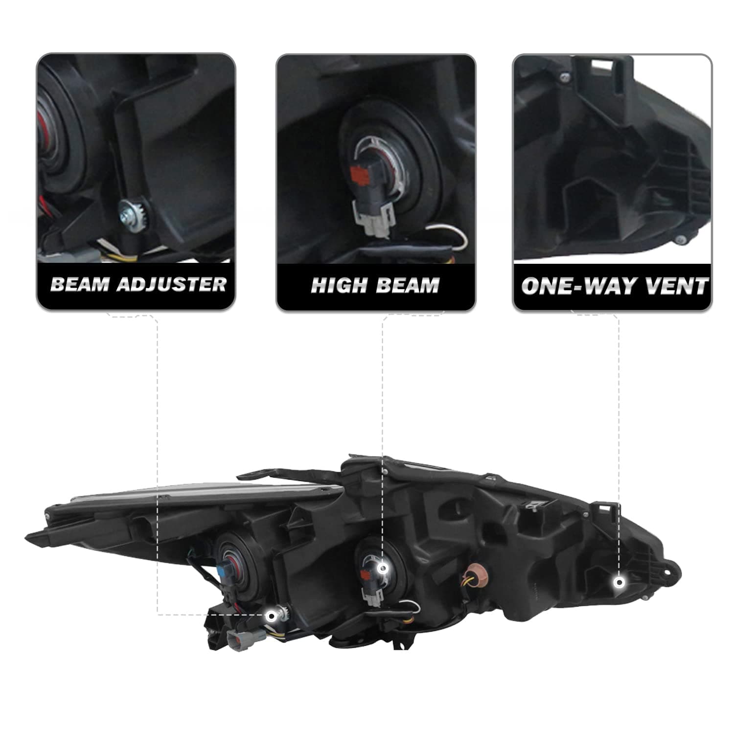 SOCKIR Headlight Assembly Compatible with 2016-2018 Nissan Altima without LED DRL Halogen Headlamp Left Driver Side (Bulbs Included)