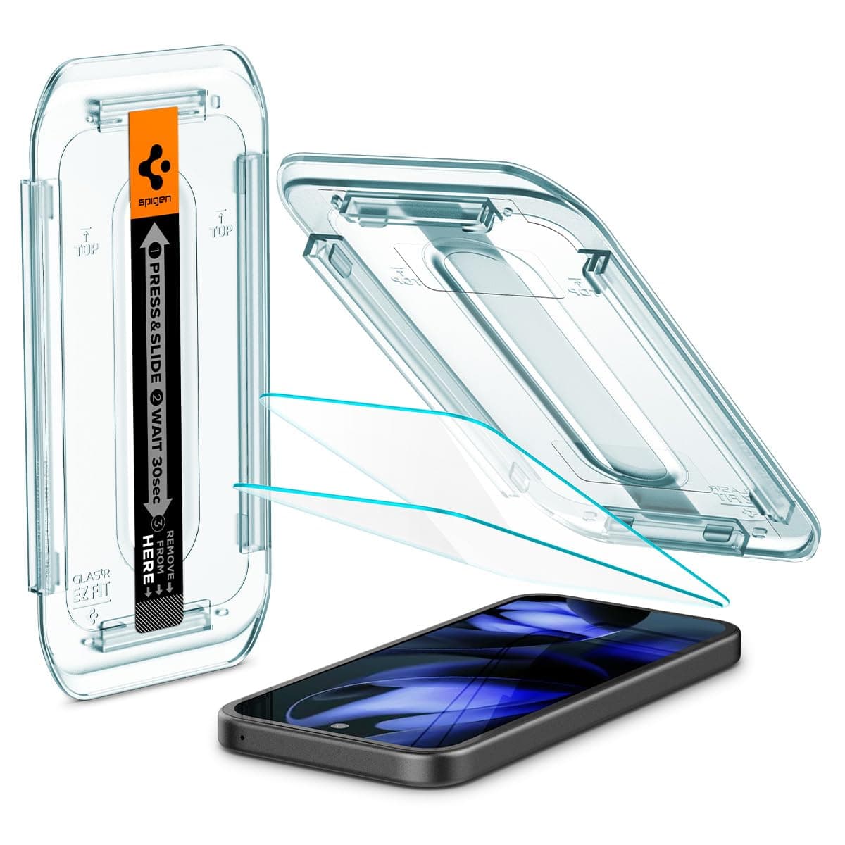 Spigen Glas.tR EZ Fit Tempered Glass Screen Protector for Google Pixel 9a, 2 Pack, Installation kit included, Scratch-Resistant, 9H Hardness