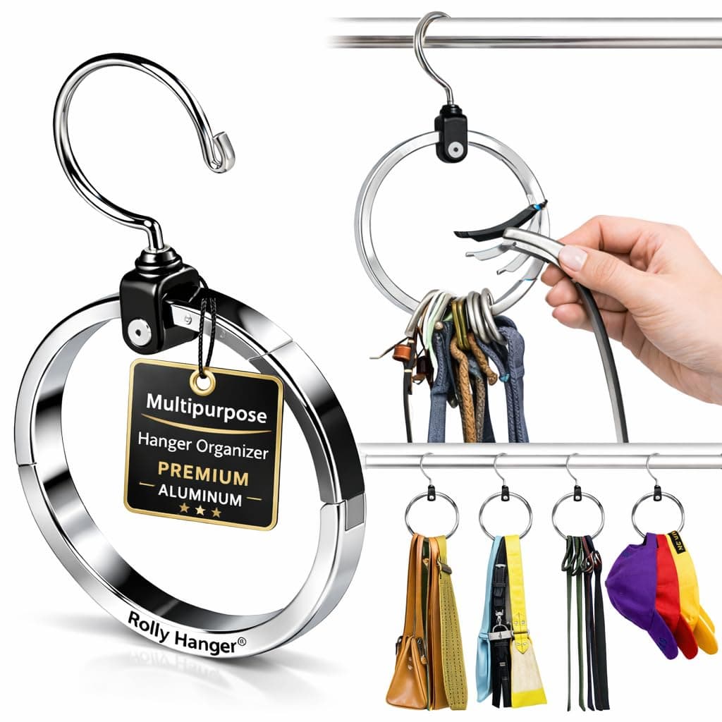 Multipurpose Closet Hanger Organizer Great Space Saver Cut Clutter in The Closet Perfect for Belts, Baseball Hats, Ties, Scarves, Purses and Much More Versatile Hanger