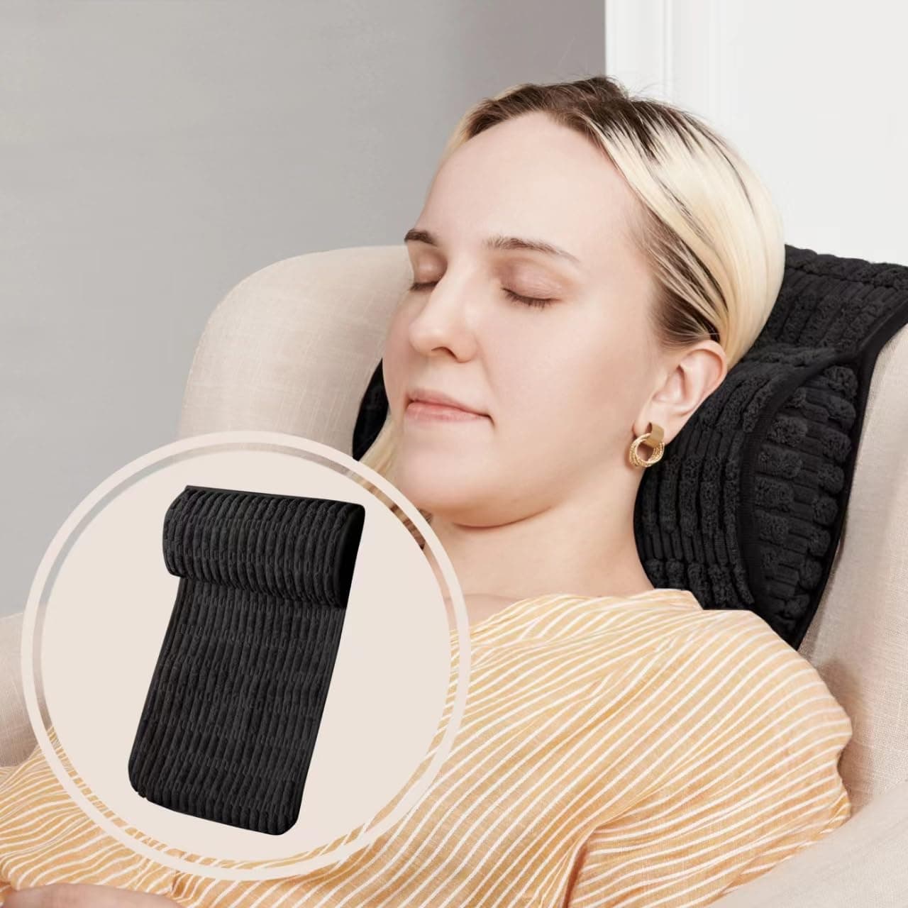WdFour Headrest Memory Pillow, Support Cushions for Neck, Back or Leg for Sofas, Recliners, Office Chairs, Massage Chairs for Neck Pain Relief and Cervical Support. (Black, 13" Wx5.5 Lx3 D, 1PC)