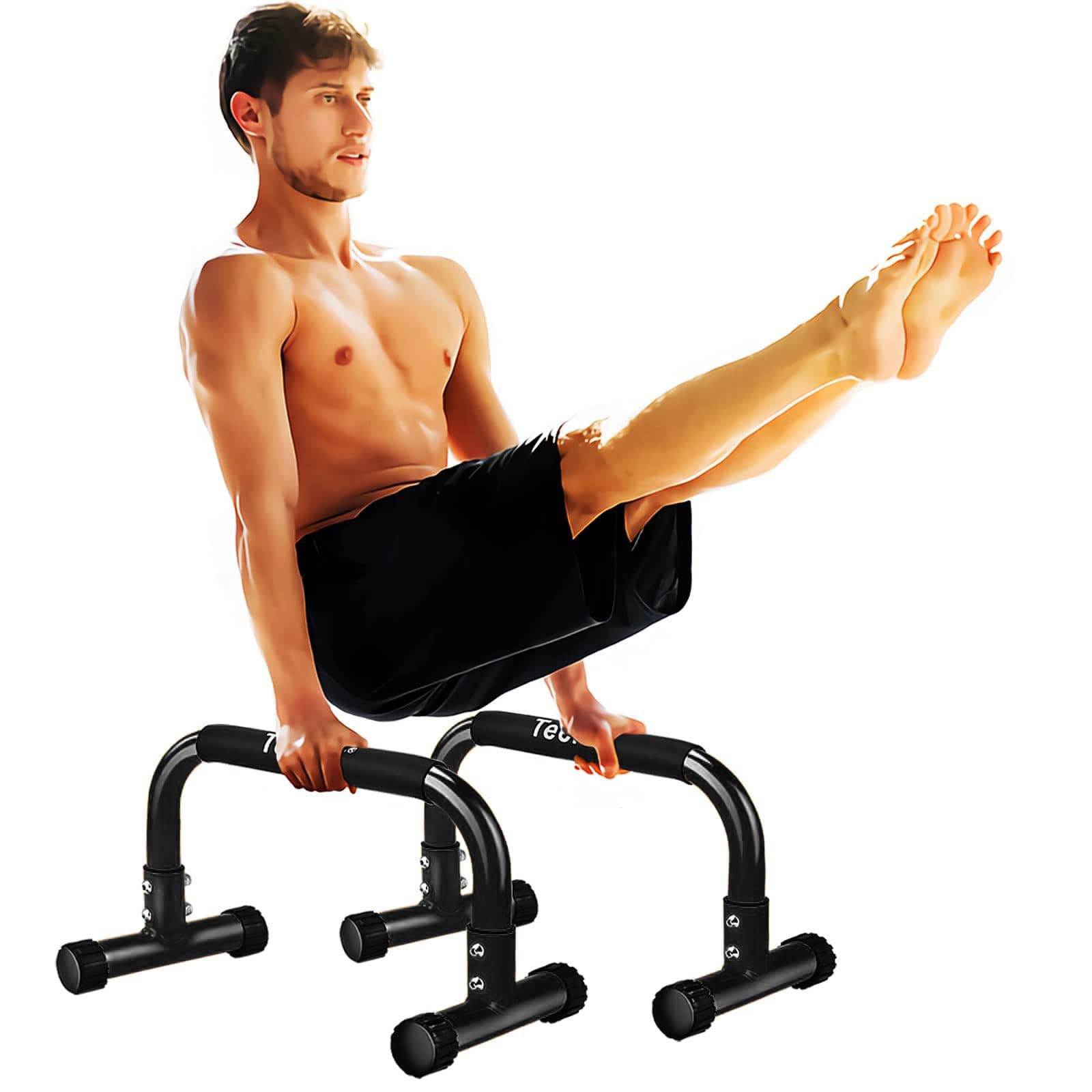 Push Up Bar, Parallettes Bars For L-sit & Dip, Heavy-Duty No Wobbling Parallel Bars Stand For Handstands, Full Planche, Calisthenics, 9.5in High Workout Stands for Home Fitness Training