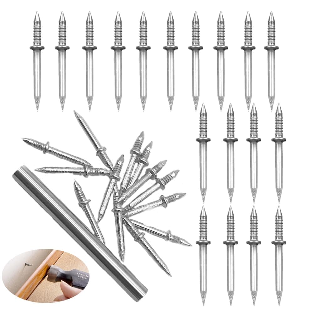 200 Pack Double Head Skirting Nails Wooden Steps Thread Seamless Nail Invisible Double Headed Nail for Wooden Skirting Trim Installation Baseboard Acoustic Panels Stairway Door Floor Furniture