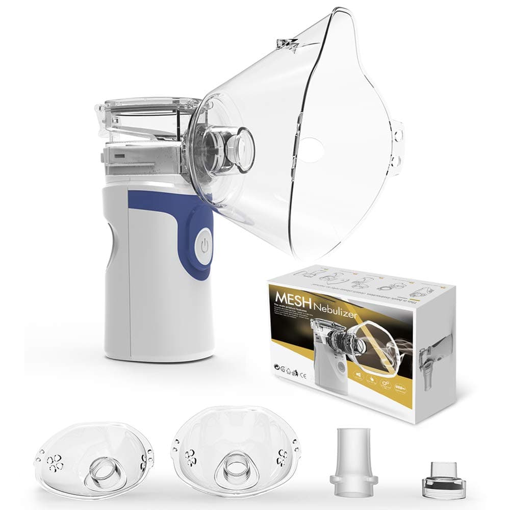 2019 New Portable Nebulizer Atomizer Inhaler Mist Vaporizer Mesh Nebulizer Machine Mini Travel Steam Compressor Ultrasonic Humidifier Inhaler for Kids Adults, Daily Home Use Cure, with USB + 2 Masks