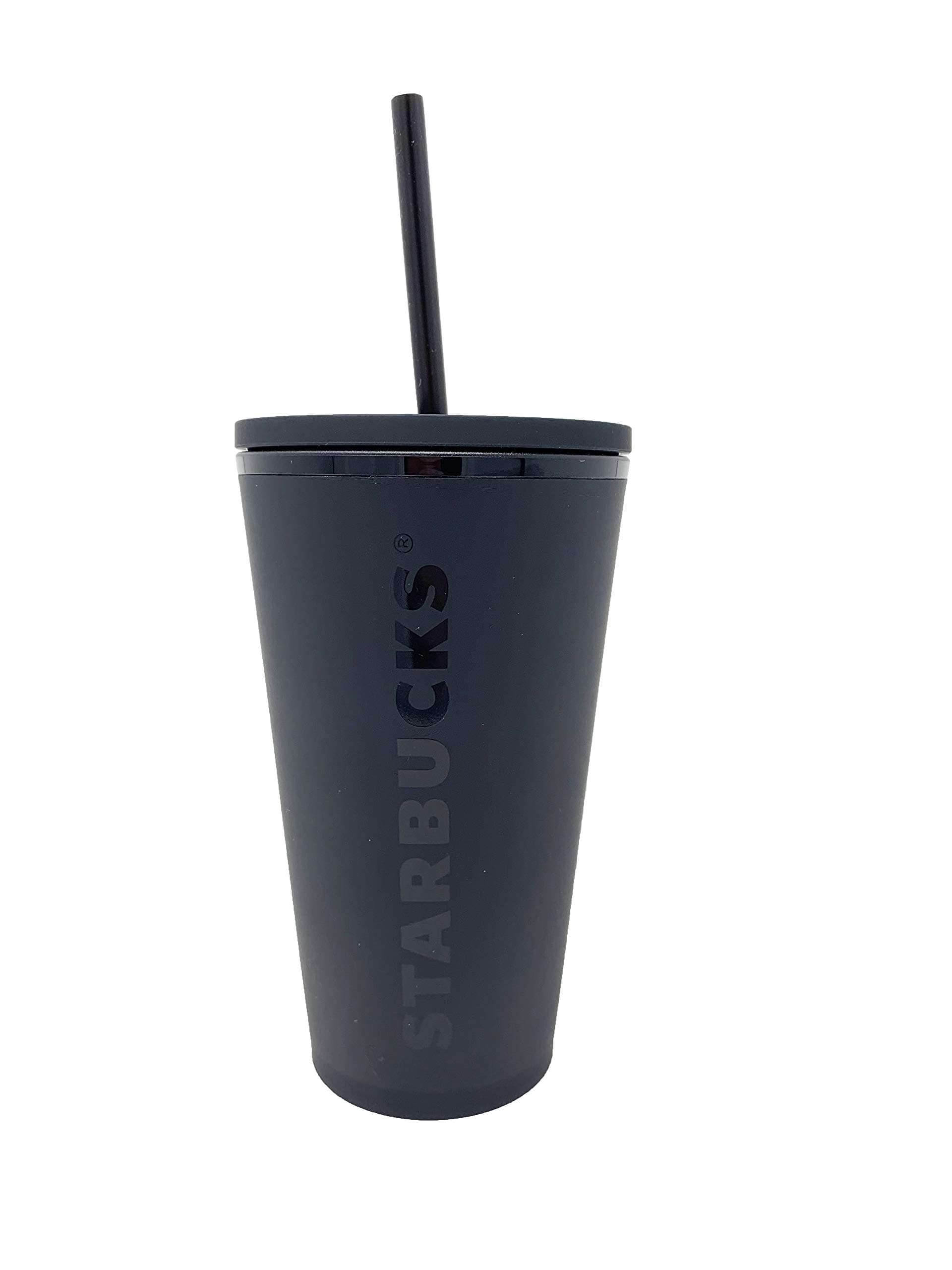 Matte Black Acrylic Cold Cup With Straw, 16 Fl Oz
