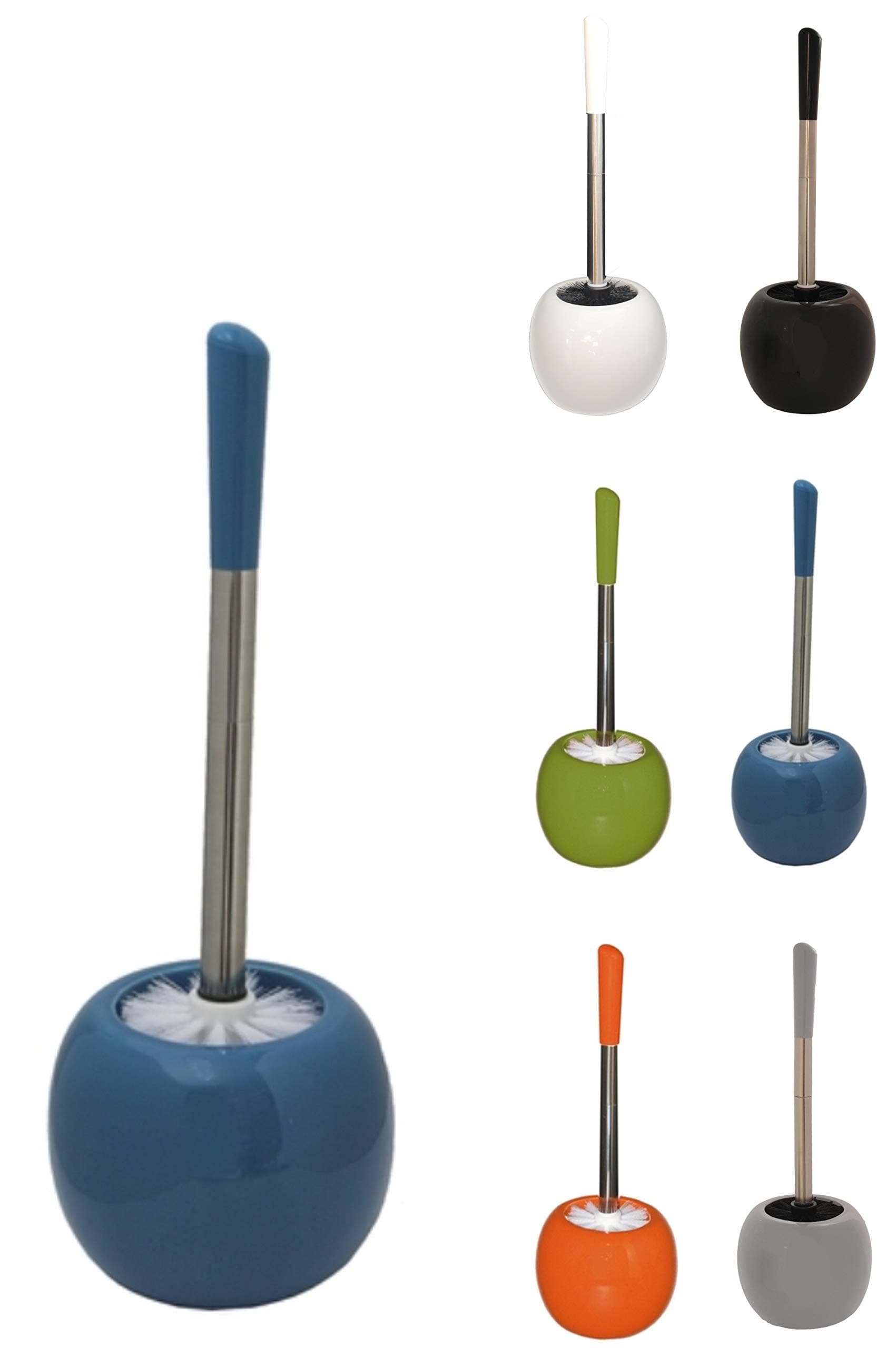 Brushmann Round Ceramic Toilet Brush Set (Blue)