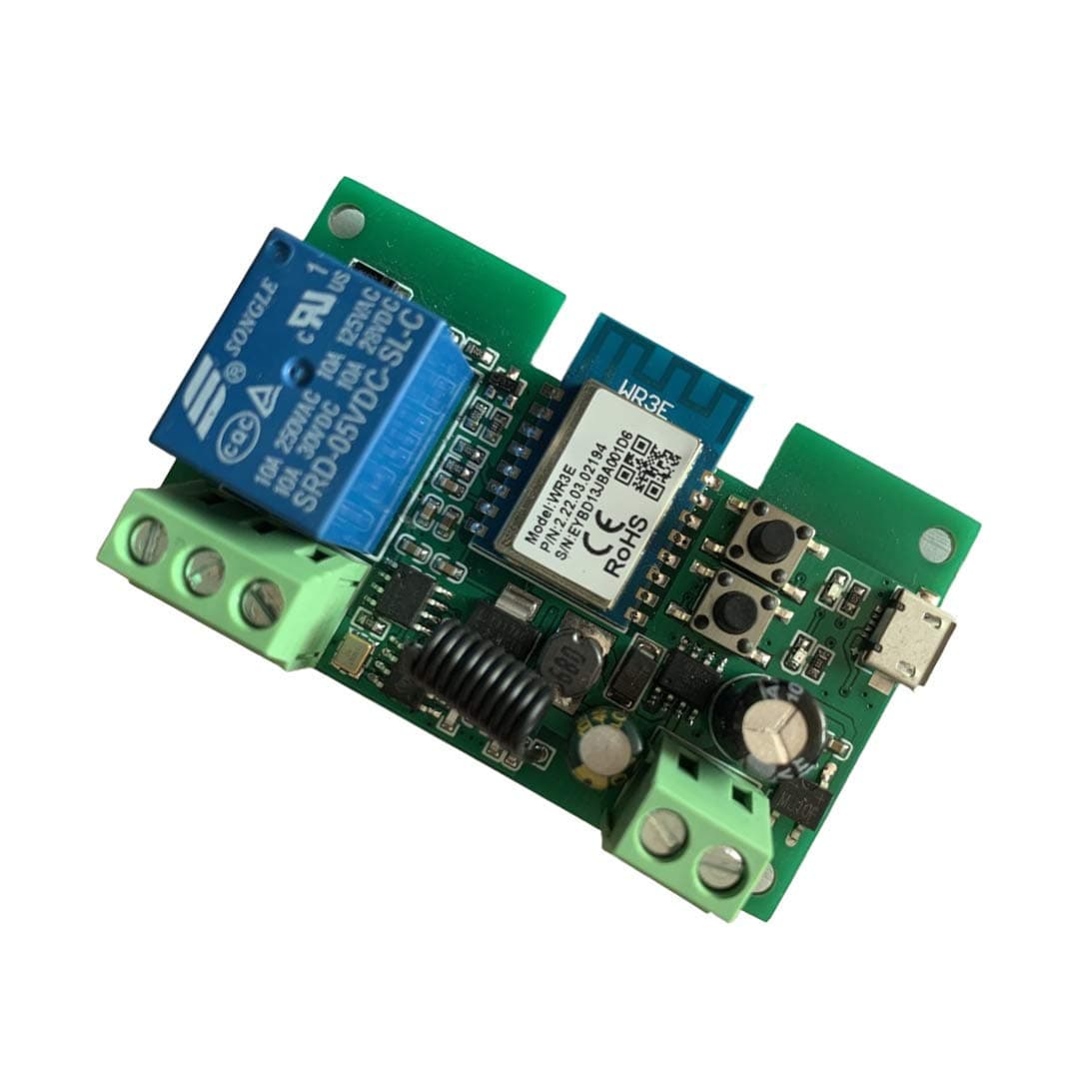 WiFi Wireless Smart Switch Relay Module for Smart Home 5V 5V/12V,Ba Applied to Access Control, Turn on PC, Garage Door (1CH Smart Life app)